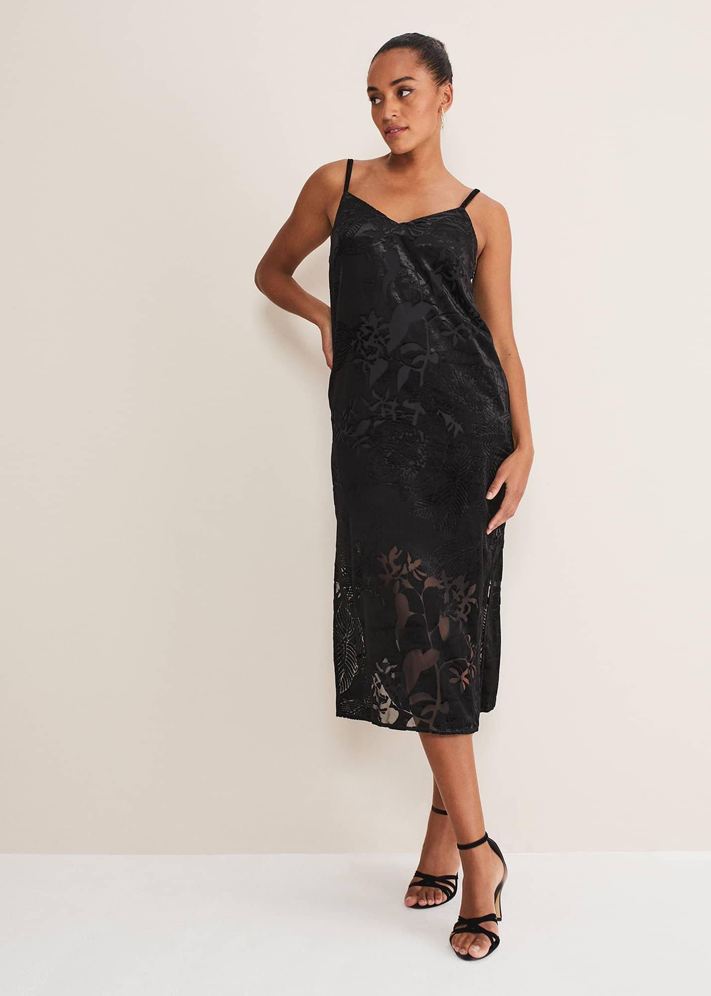 Fayette Textured Velvet Slip Dress