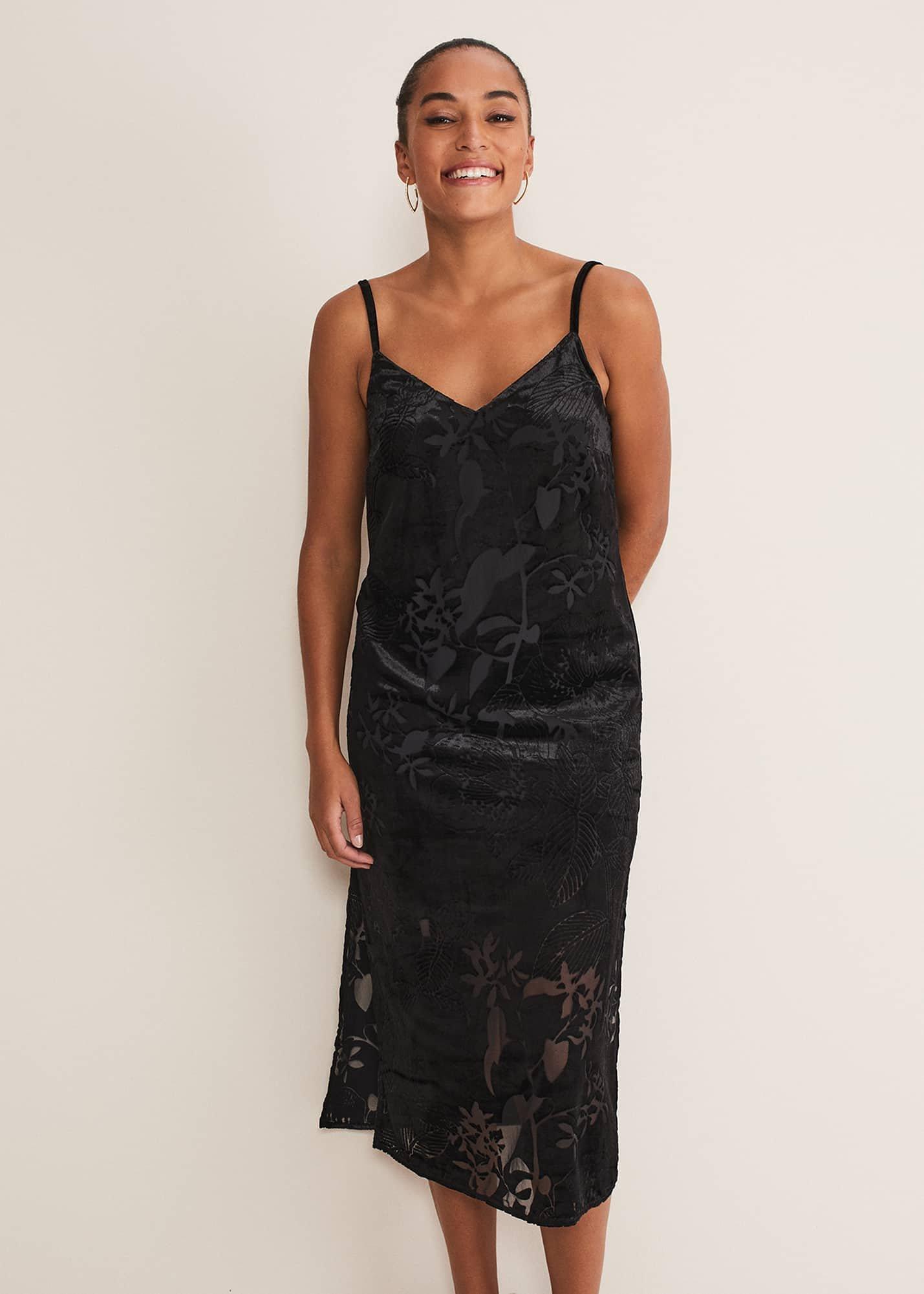 Fayette Textured Velvet Slip Dress