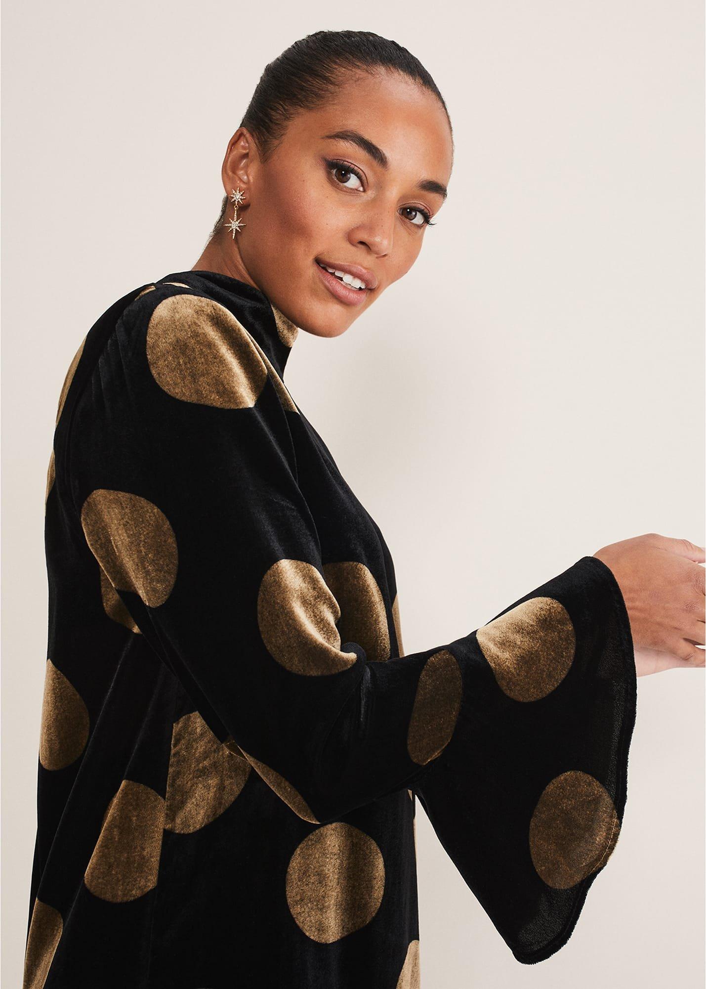 Aylin Spot Bell Sleeve Dress