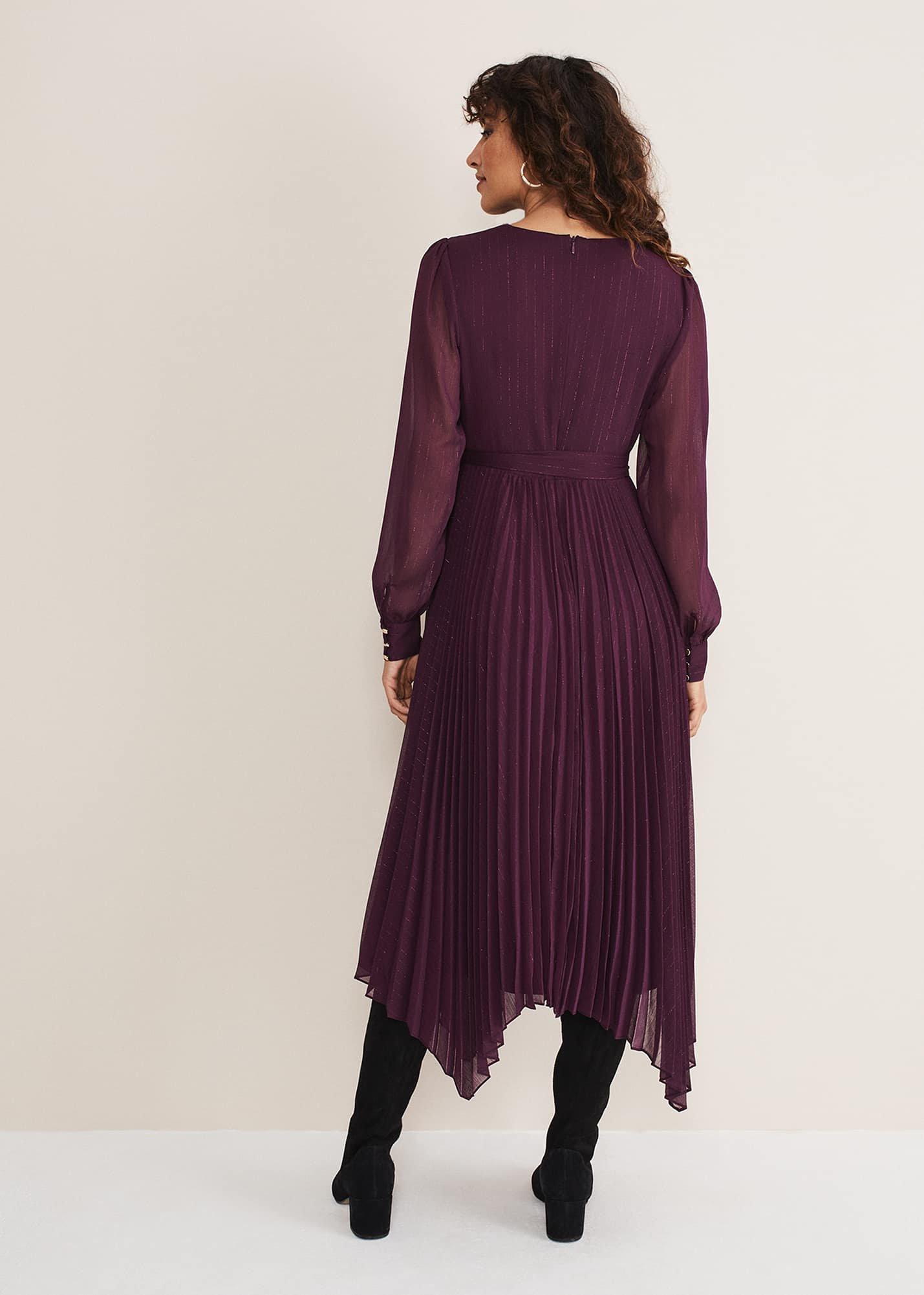 Dani Pleated Belted Midi Dress