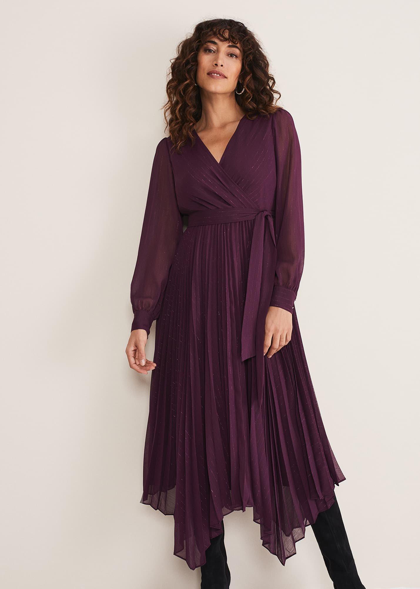 Dani Pleated Belted Midi Dress