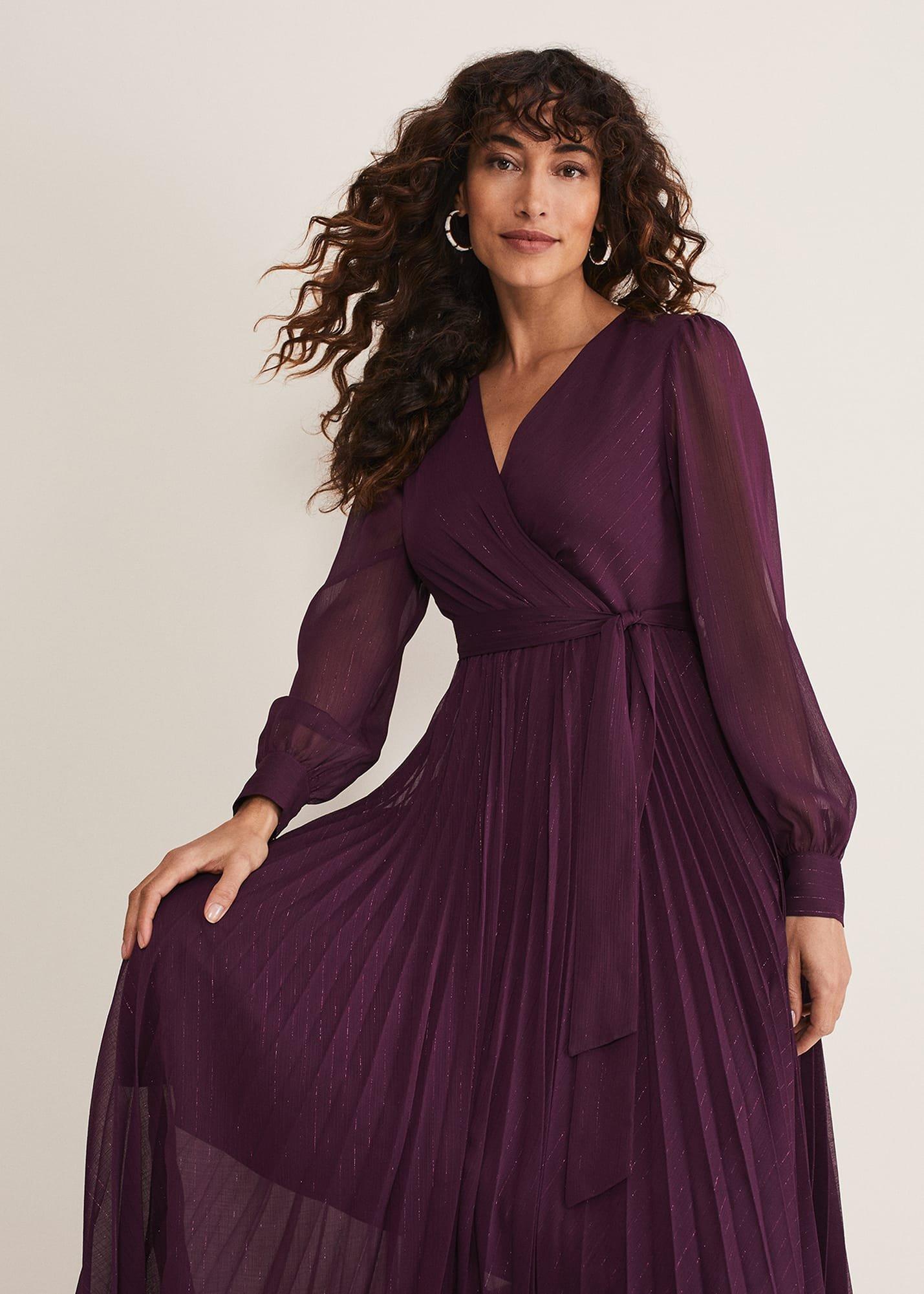 Dani Pleated Belted Midi Dress
