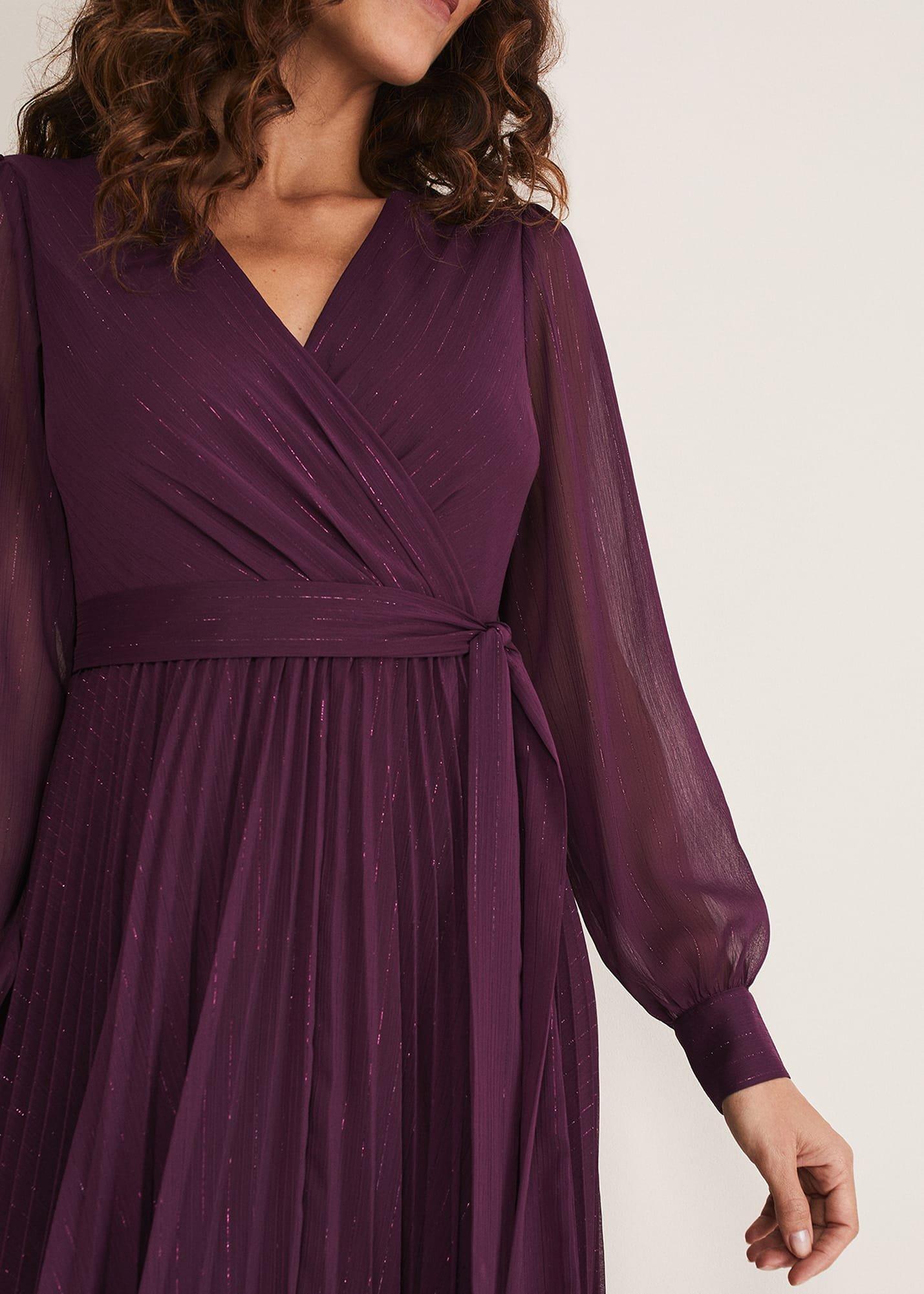 Dani Pleated Belted Midi Dress