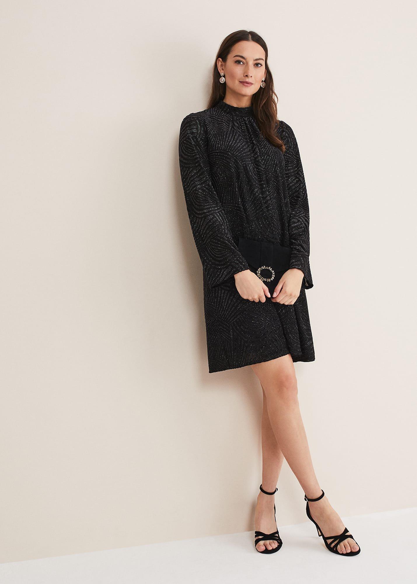 Kirsta Flock Velvet Swing Dress
