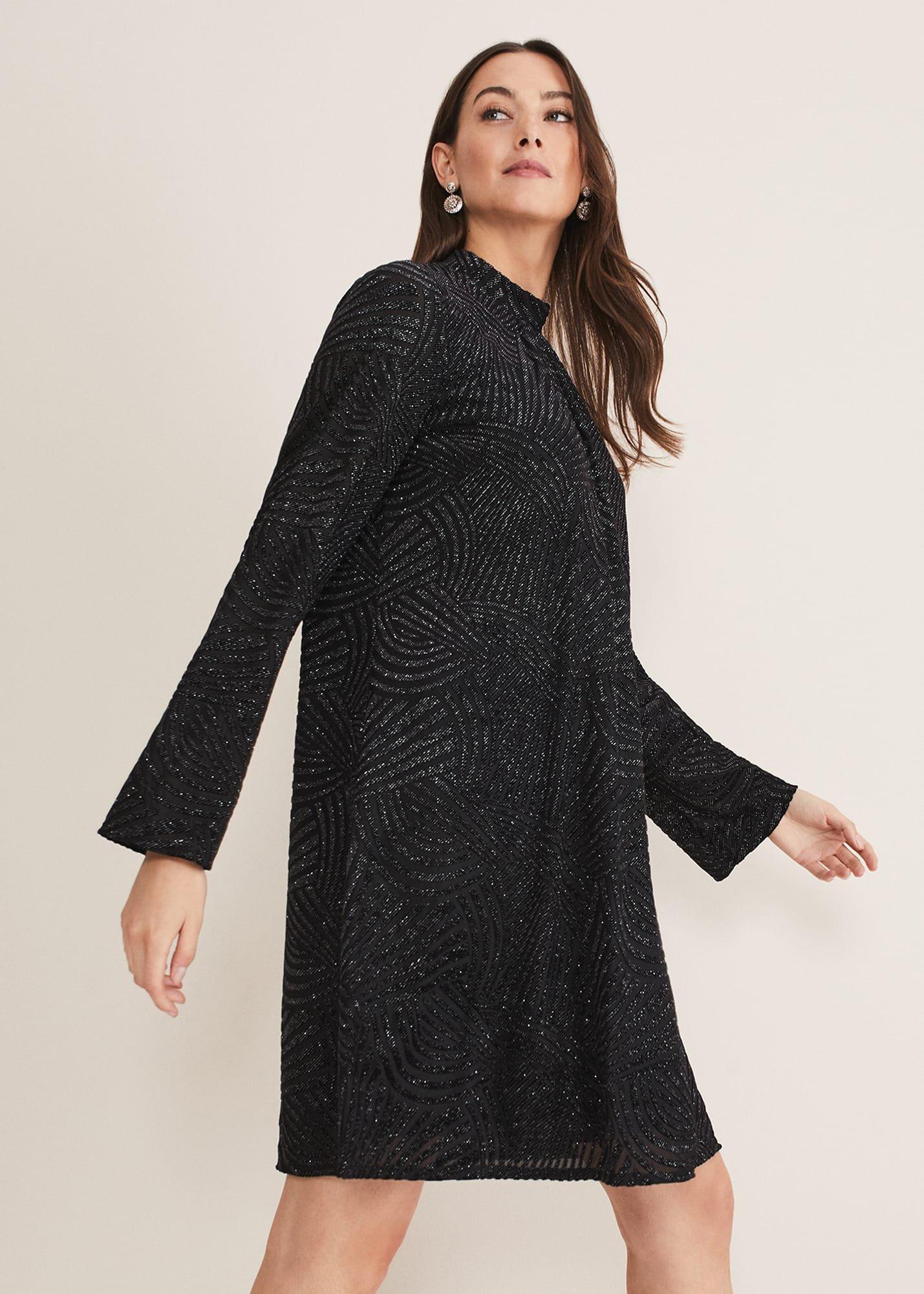 Kirsta Flock Velvet Swing Dress
