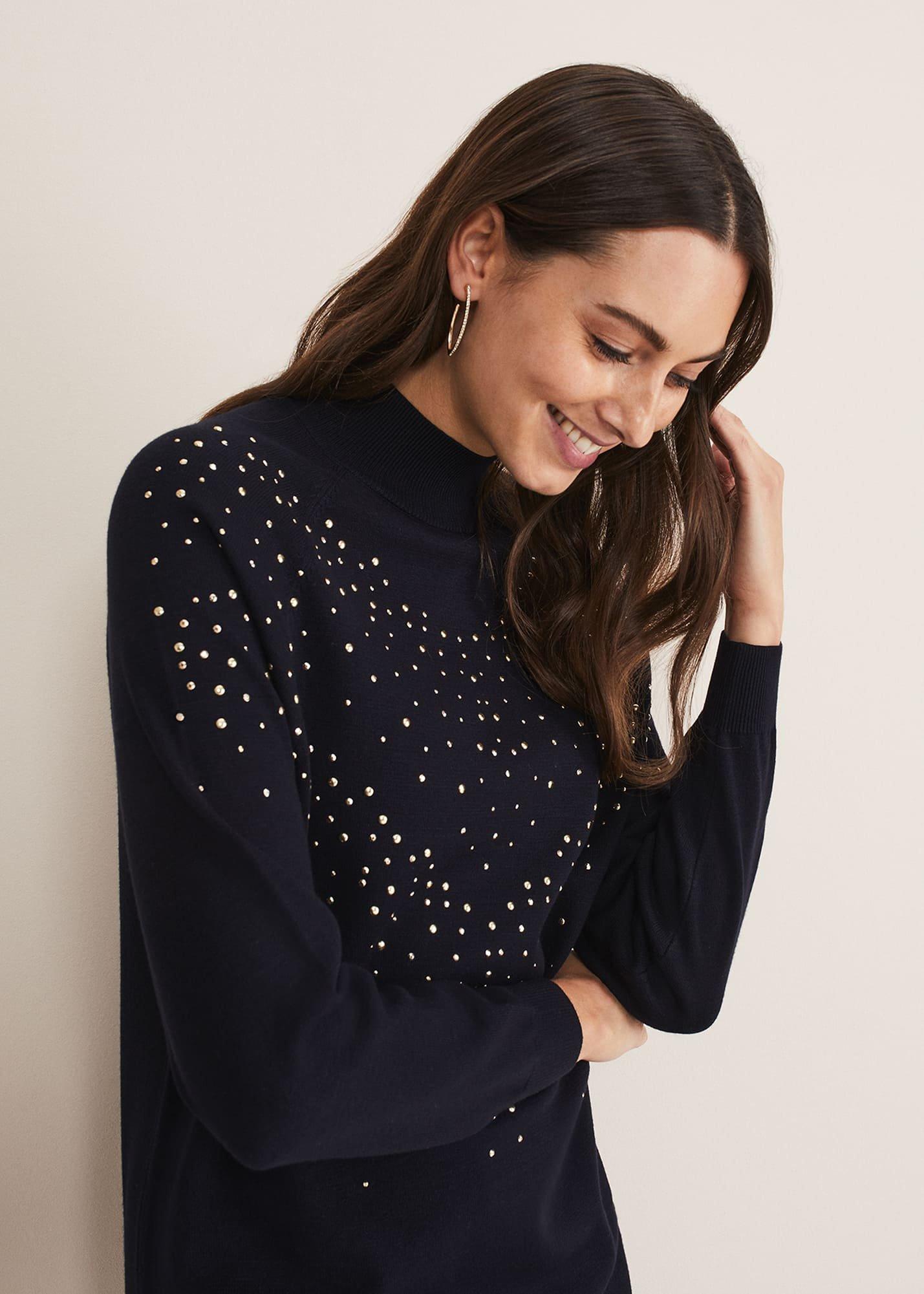Helena Gold Stud Knit Dress