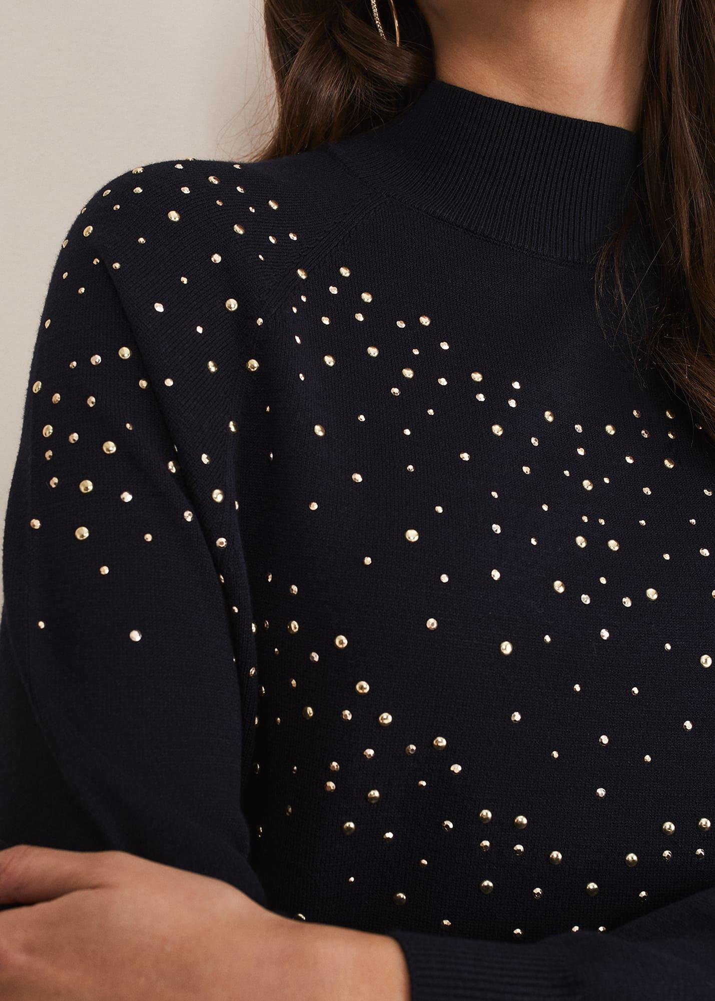 Helena Gold Stud Knit Dress