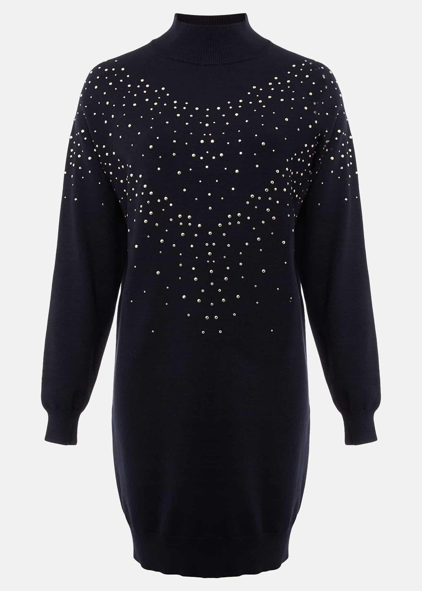 Helena Gold Stud Knit Dress