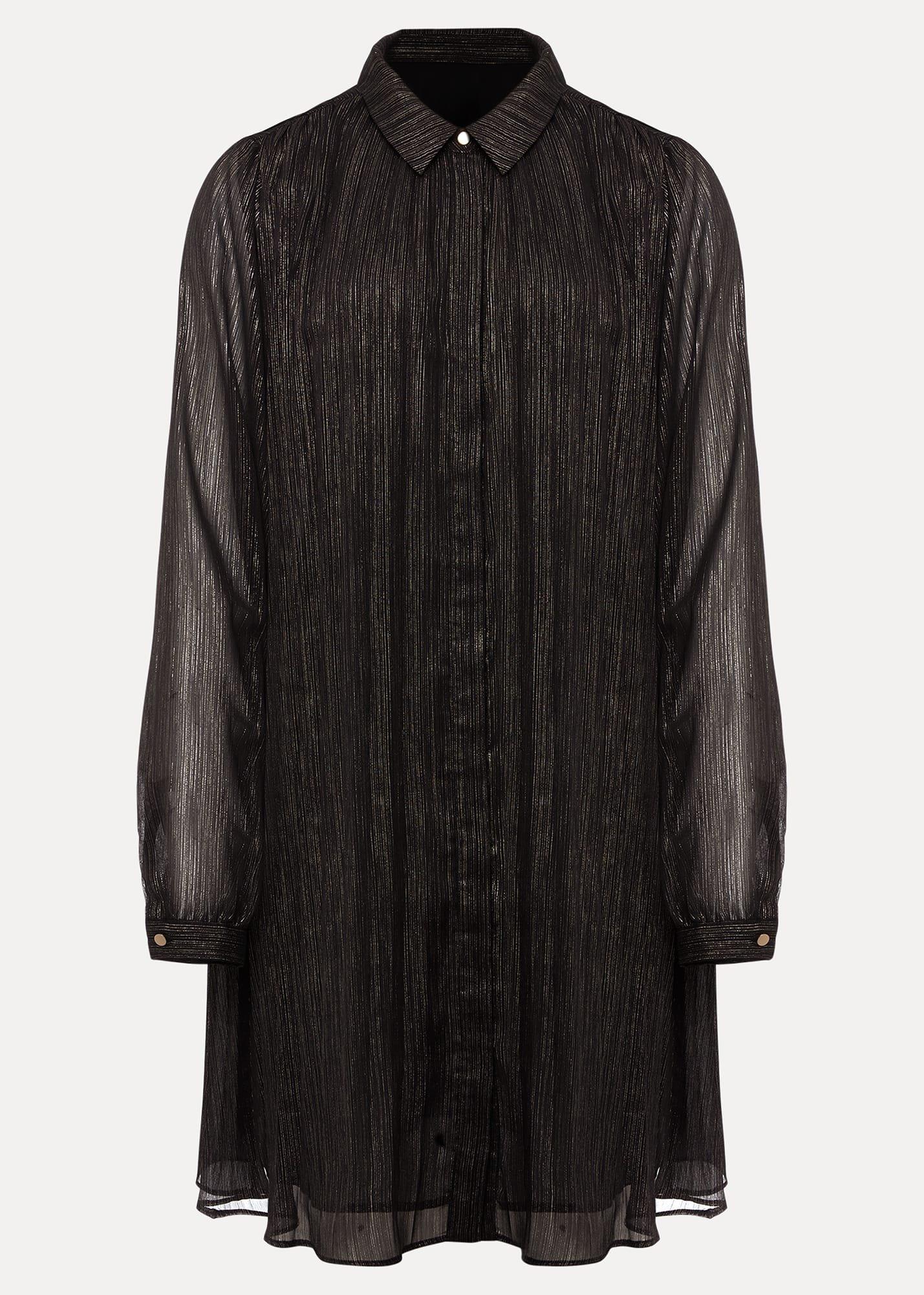 Tanya Foil Pleated Shirt Dress