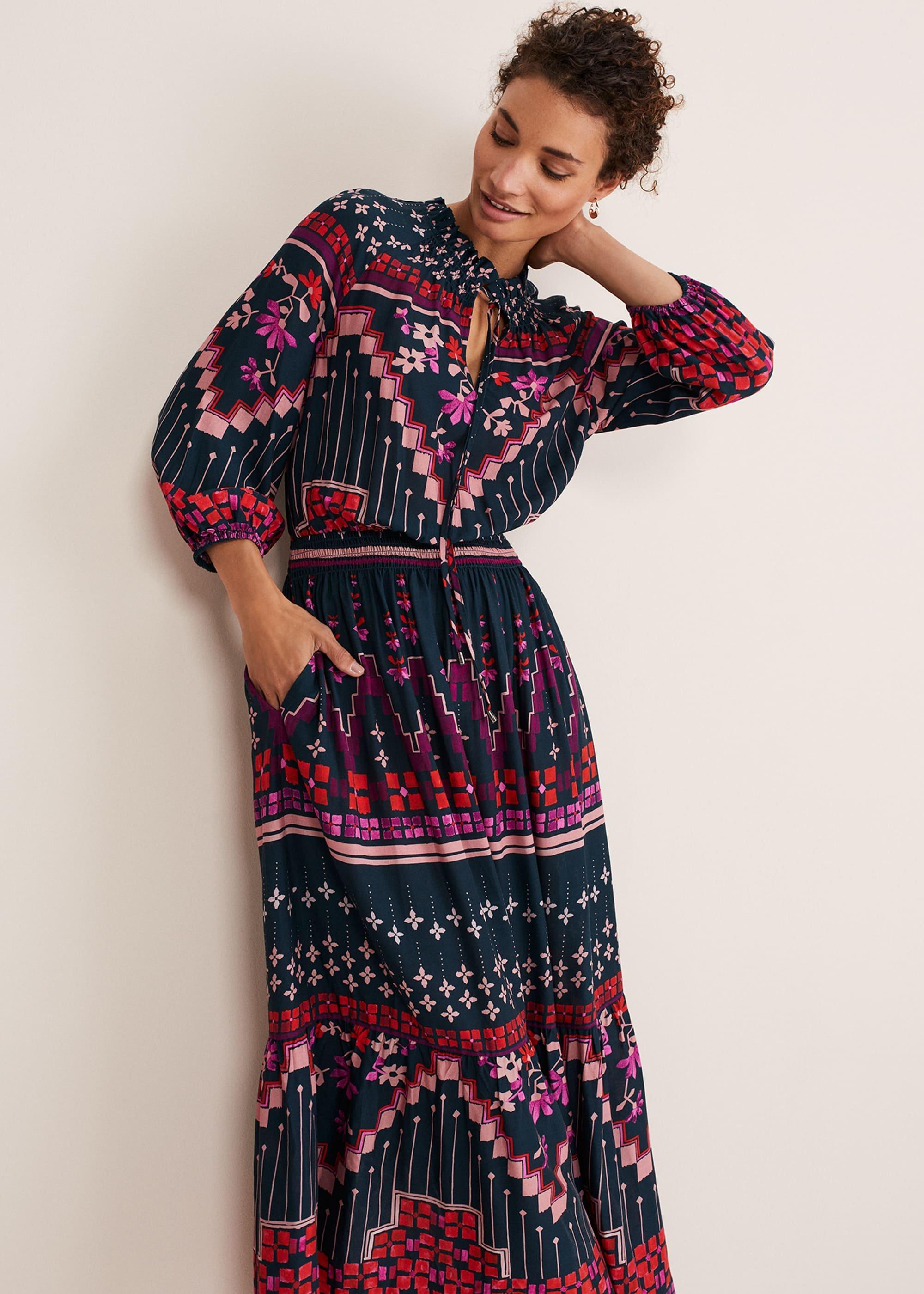 Asa Tile Print Midaxi Dress