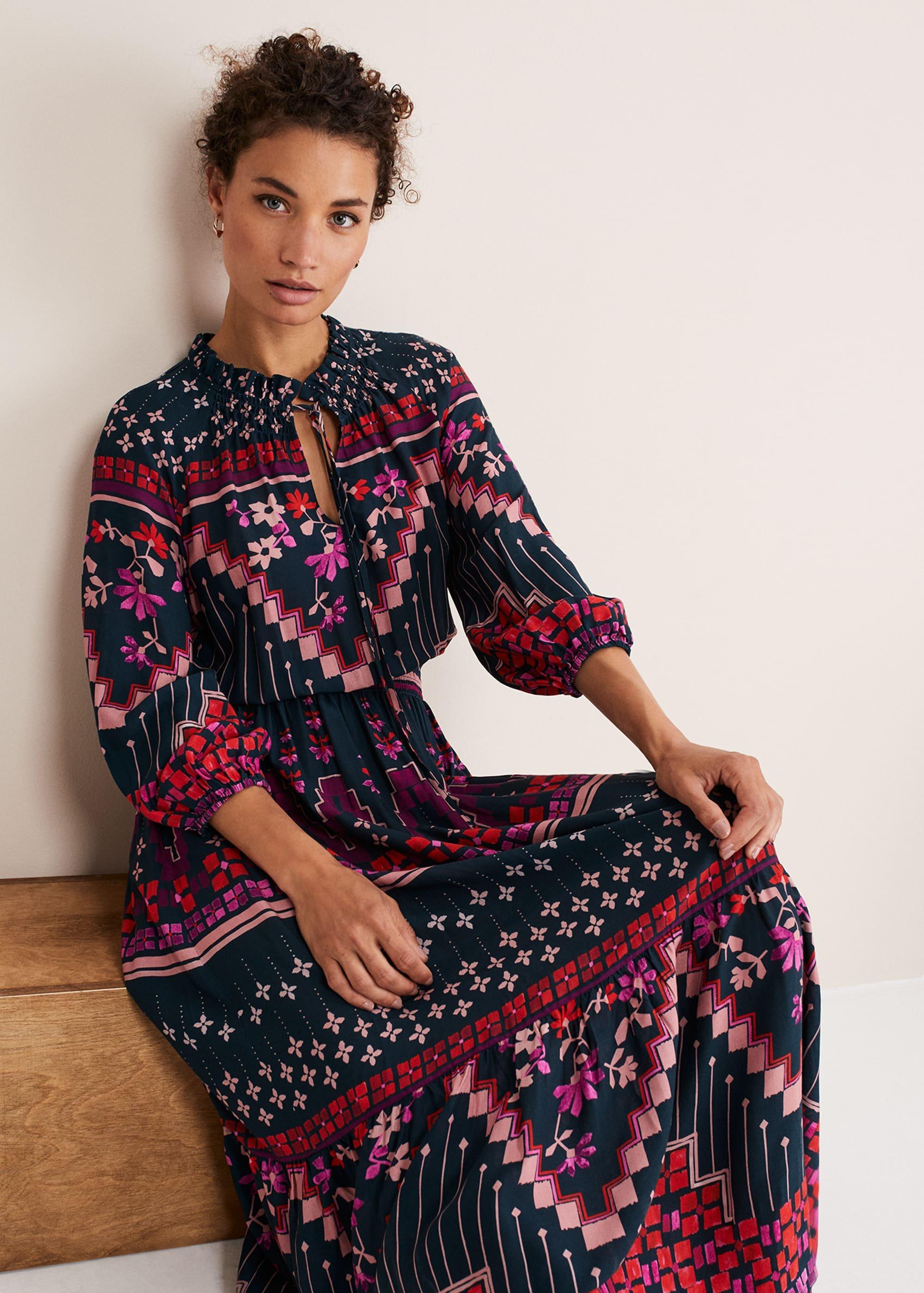 Asa Tile Print Midaxi Dress