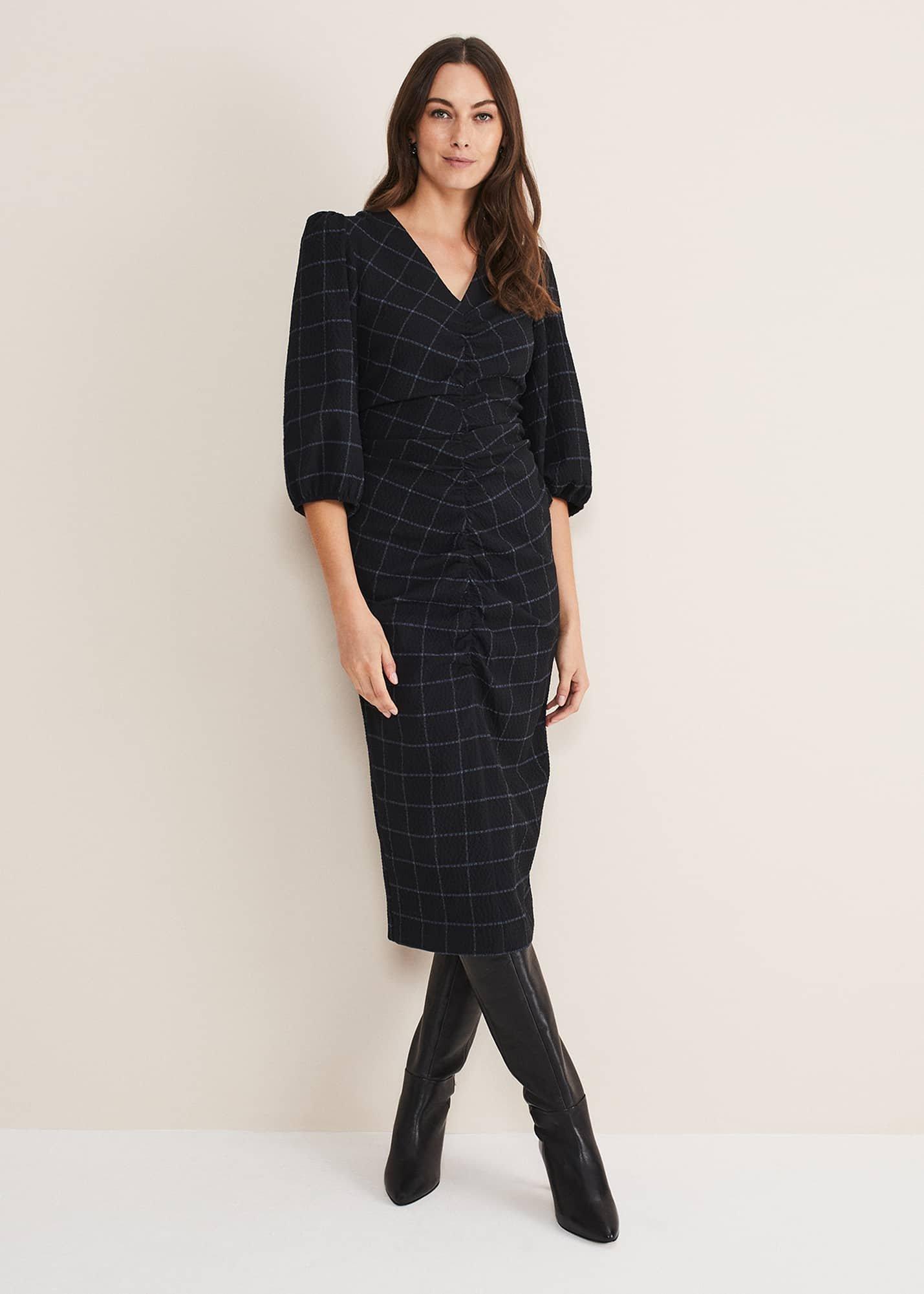 addison-check-ruched-dress