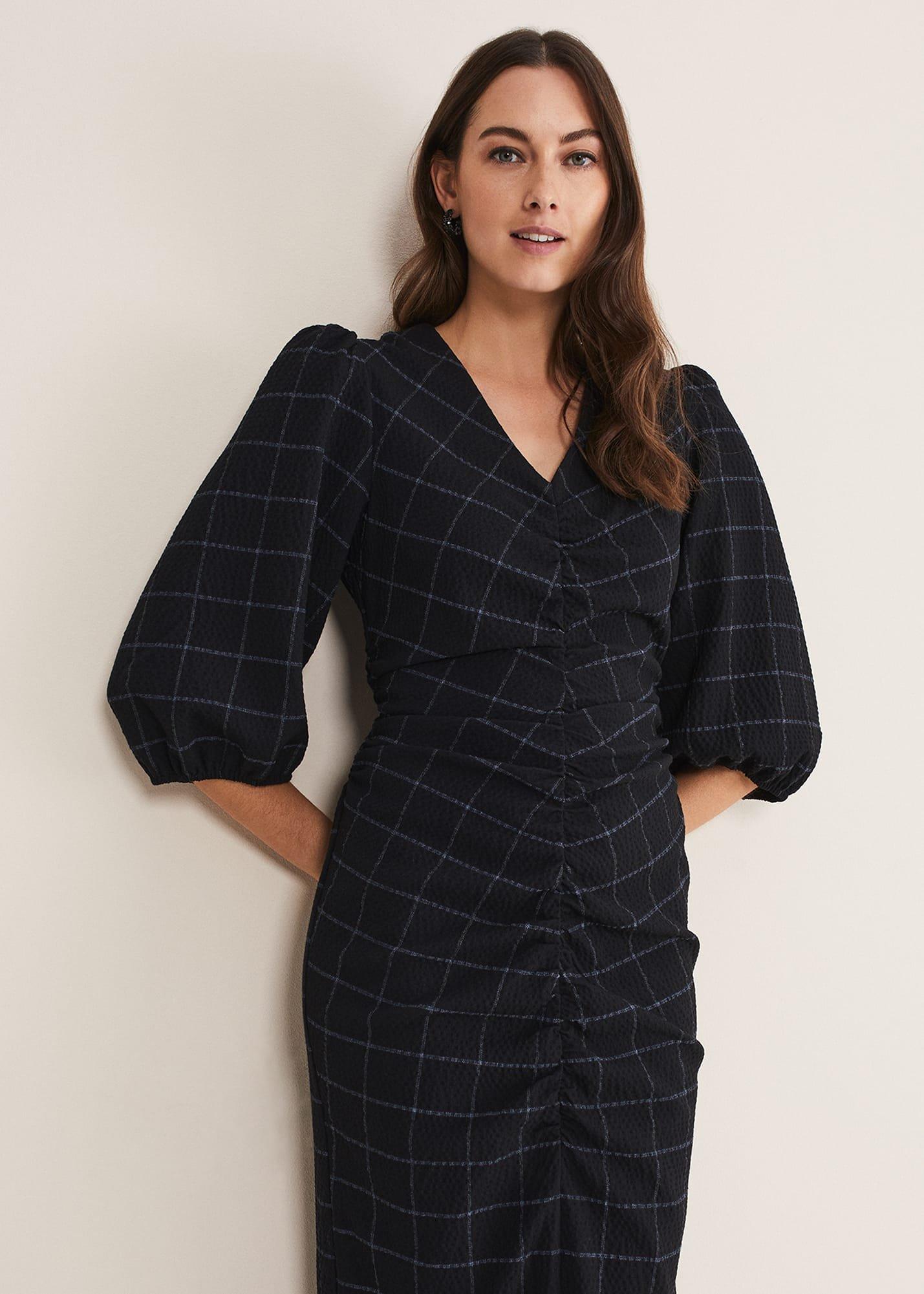 addison-check-ruched-dress