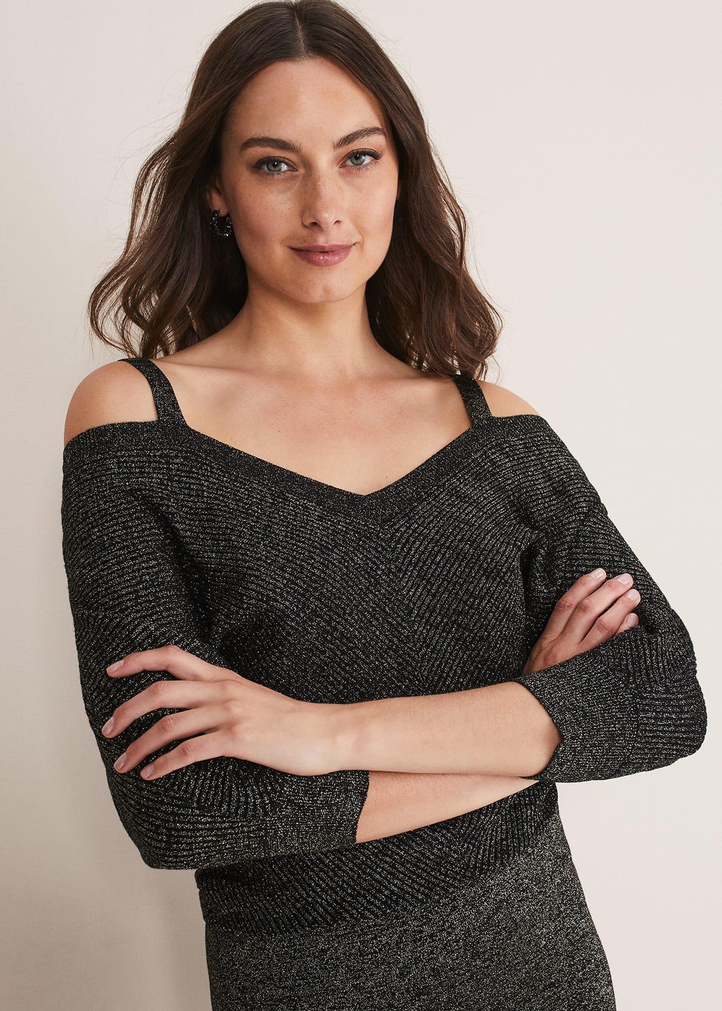 Florin Fitted Lurex Column Dress