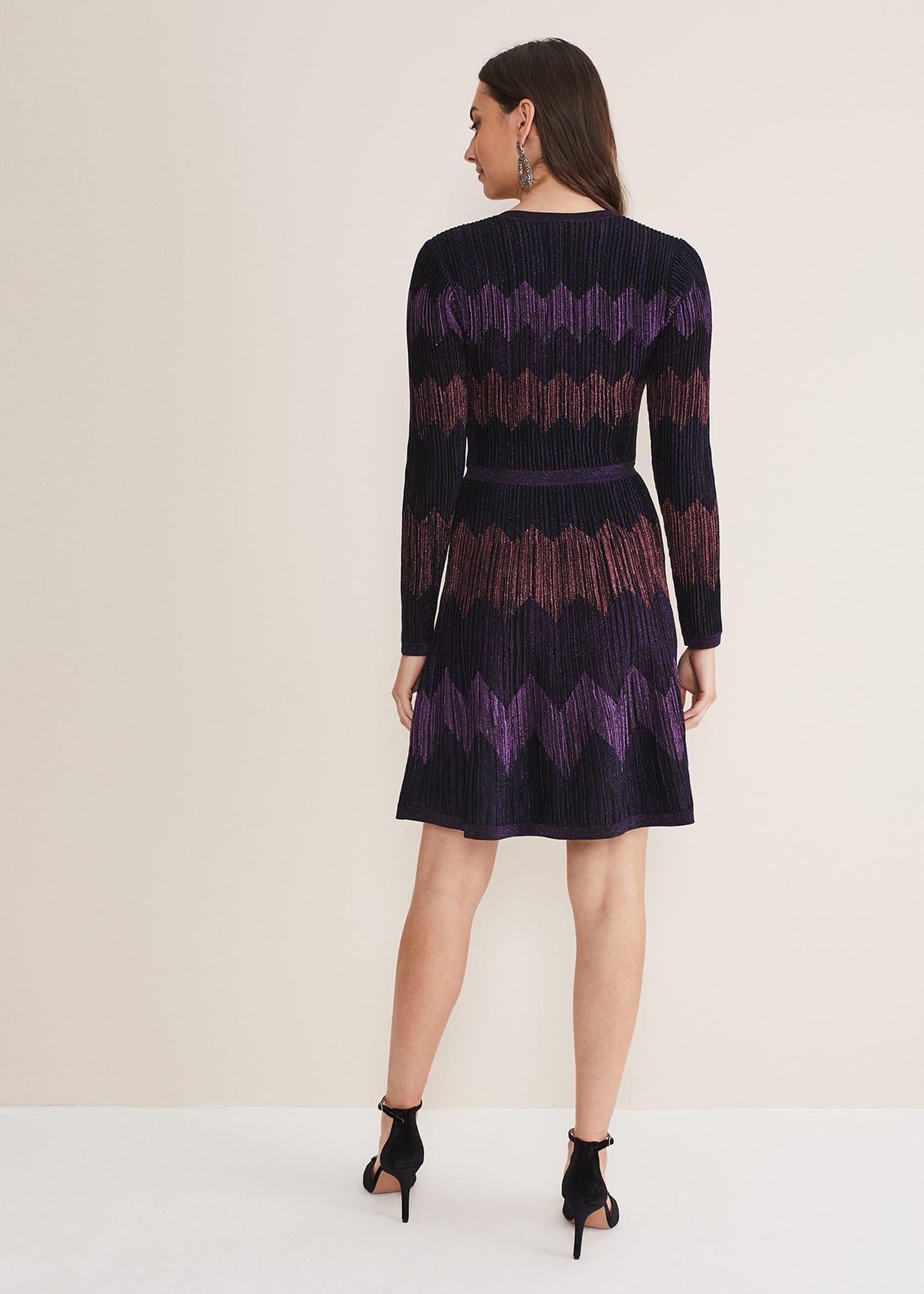 Enola Chevron Lurex Knitted Dress