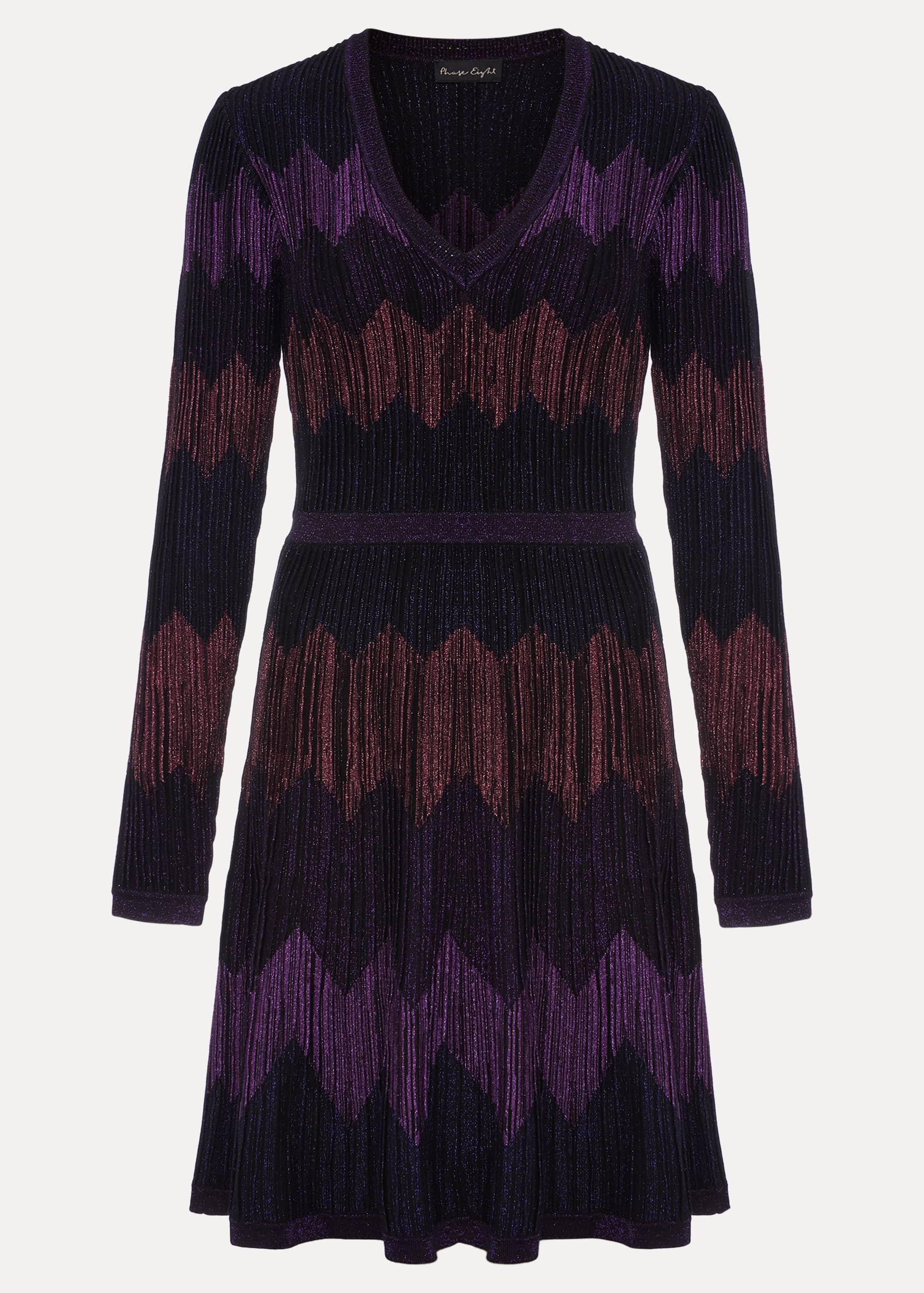 Enola Chevron Lurex Knitted Dress