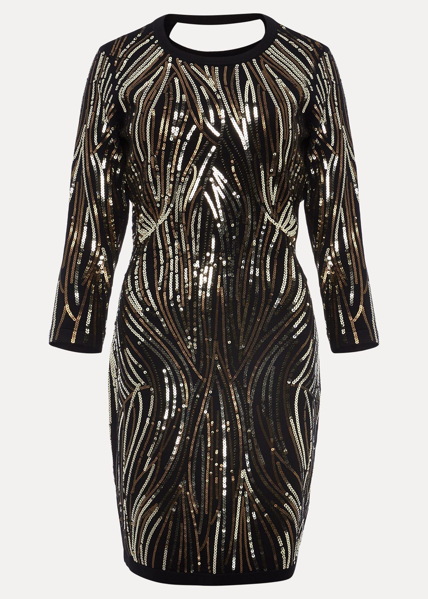 Anisa Open Back Sequin Knit Dress