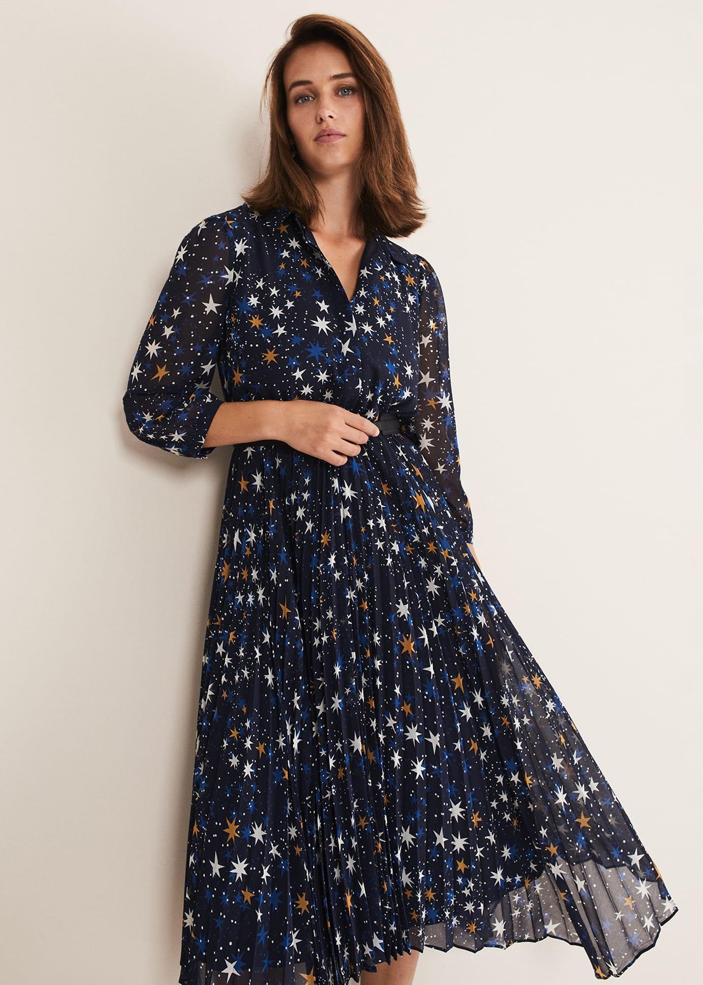 Dani plissiertes Kleid mit Stern