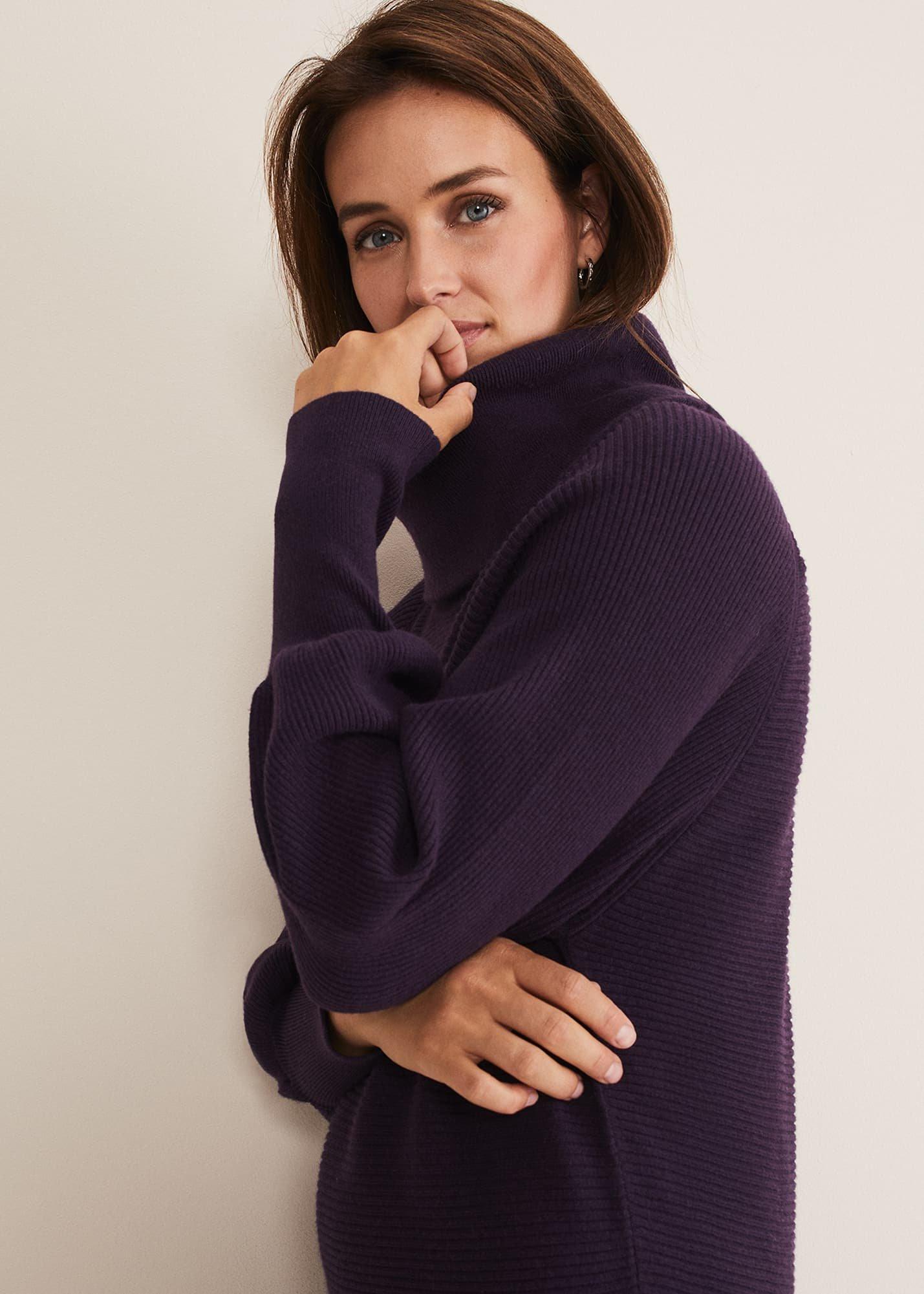Erma Rippled Cowl Neck Knit Dress