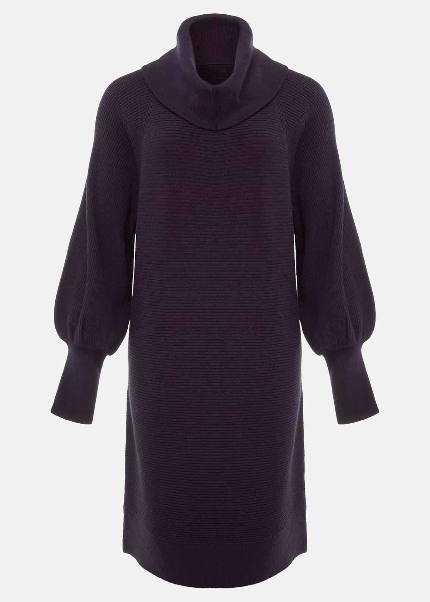 Erma Rippled Cowl Neck Knit Dress