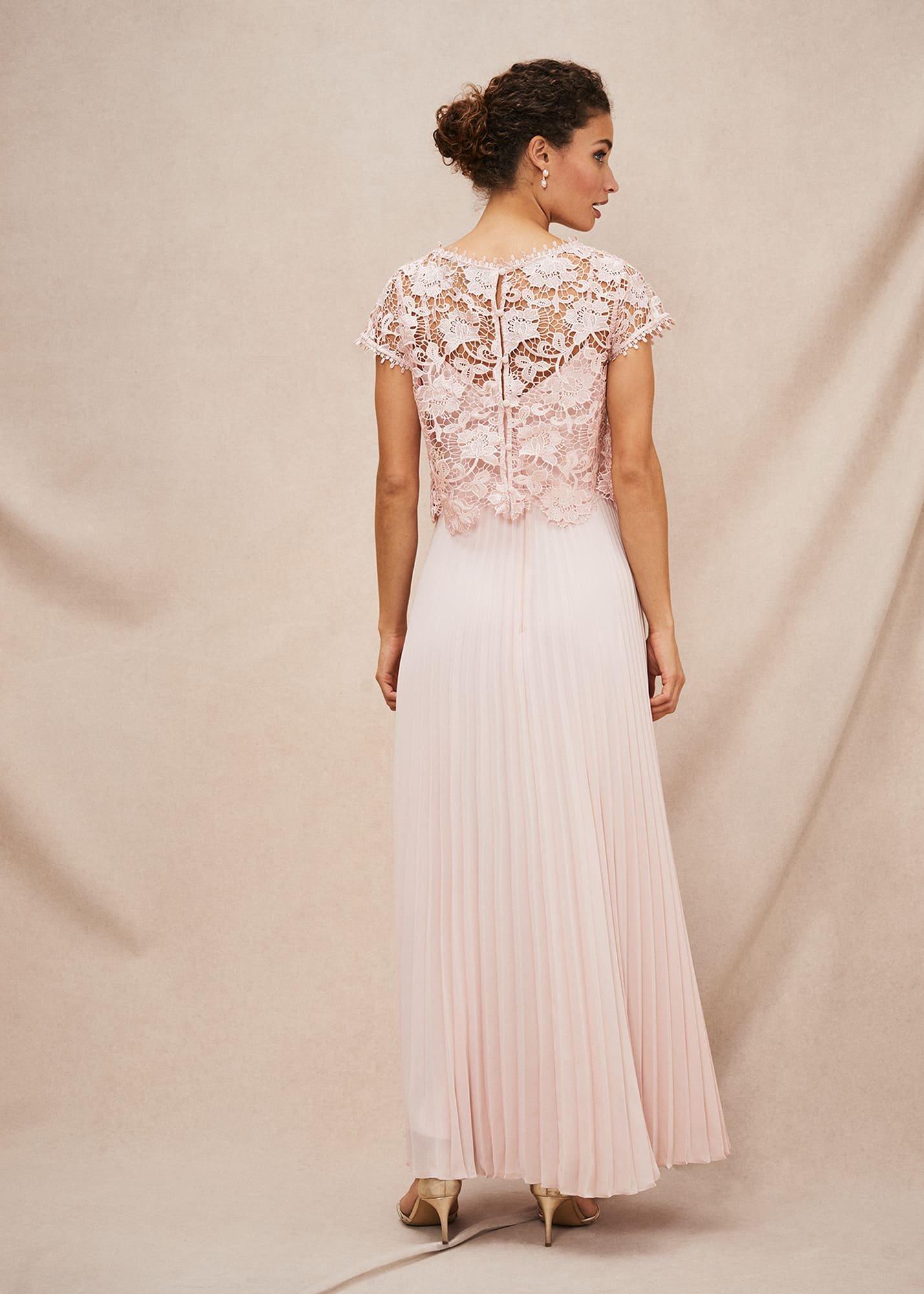 Michelle Lace Pleated Maxi Dress