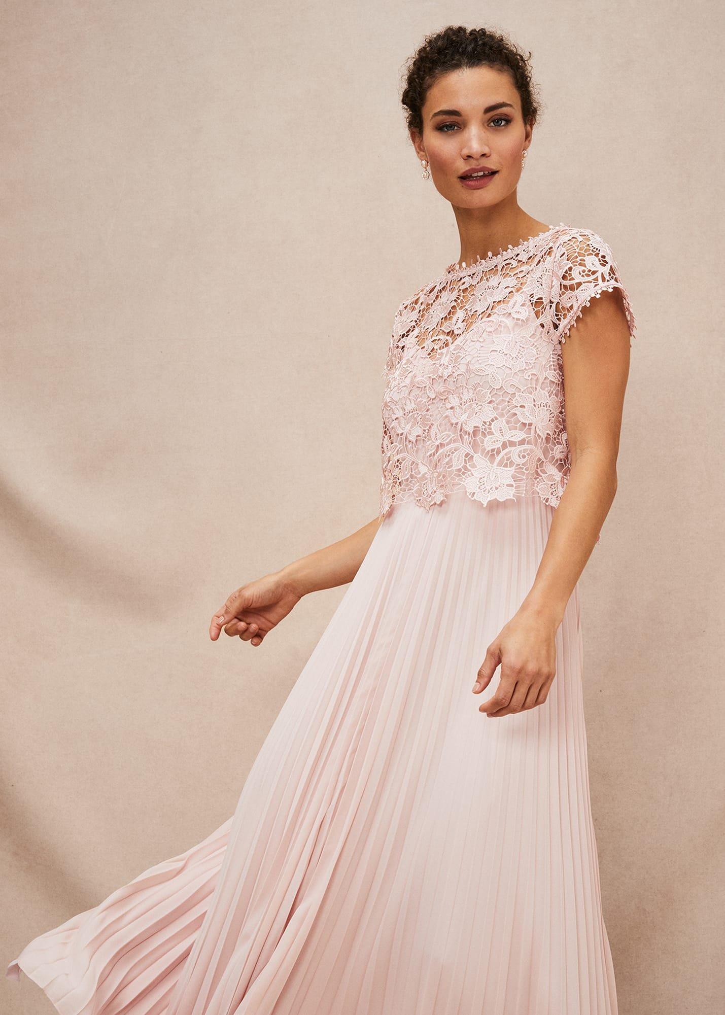 Michelle Lace Pleated Maxi Dress