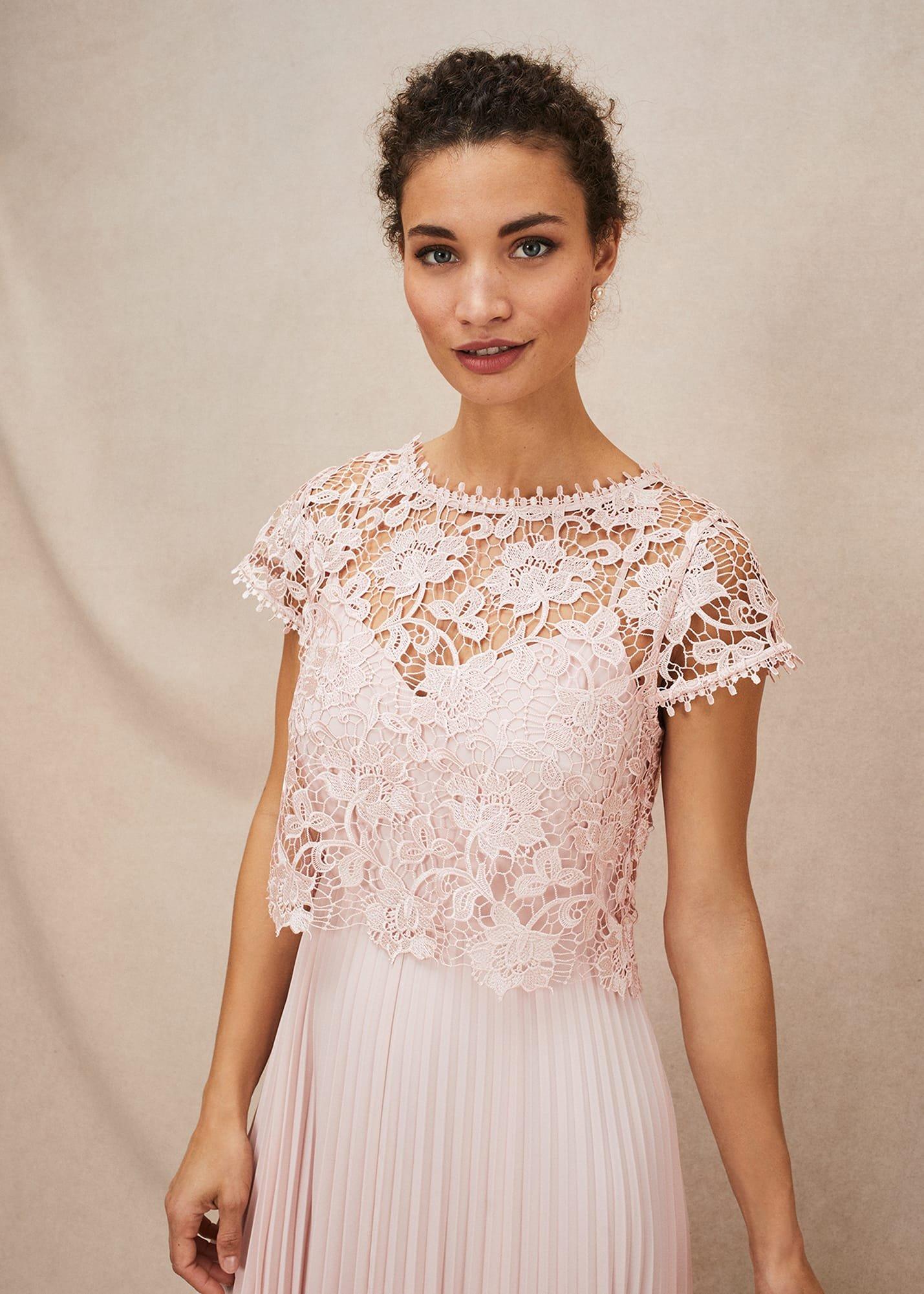 Michelle Lace Pleated Maxi Dress