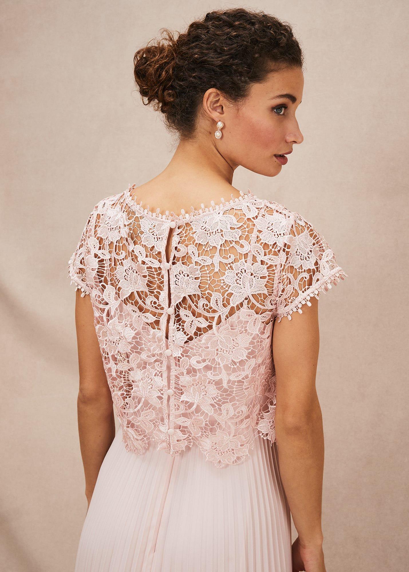 Michelle Lace Pleated Maxi Dress