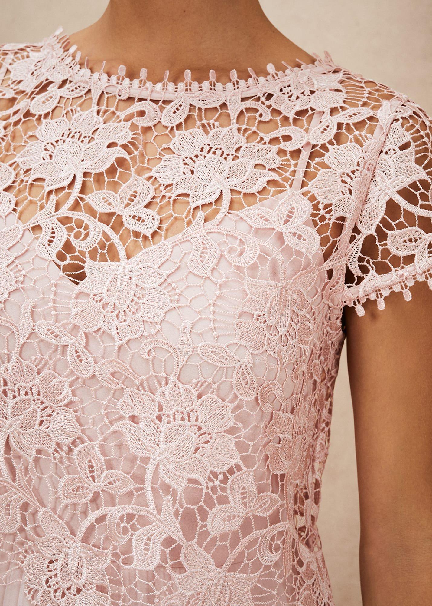 Michelle Lace Pleated Maxi Dress