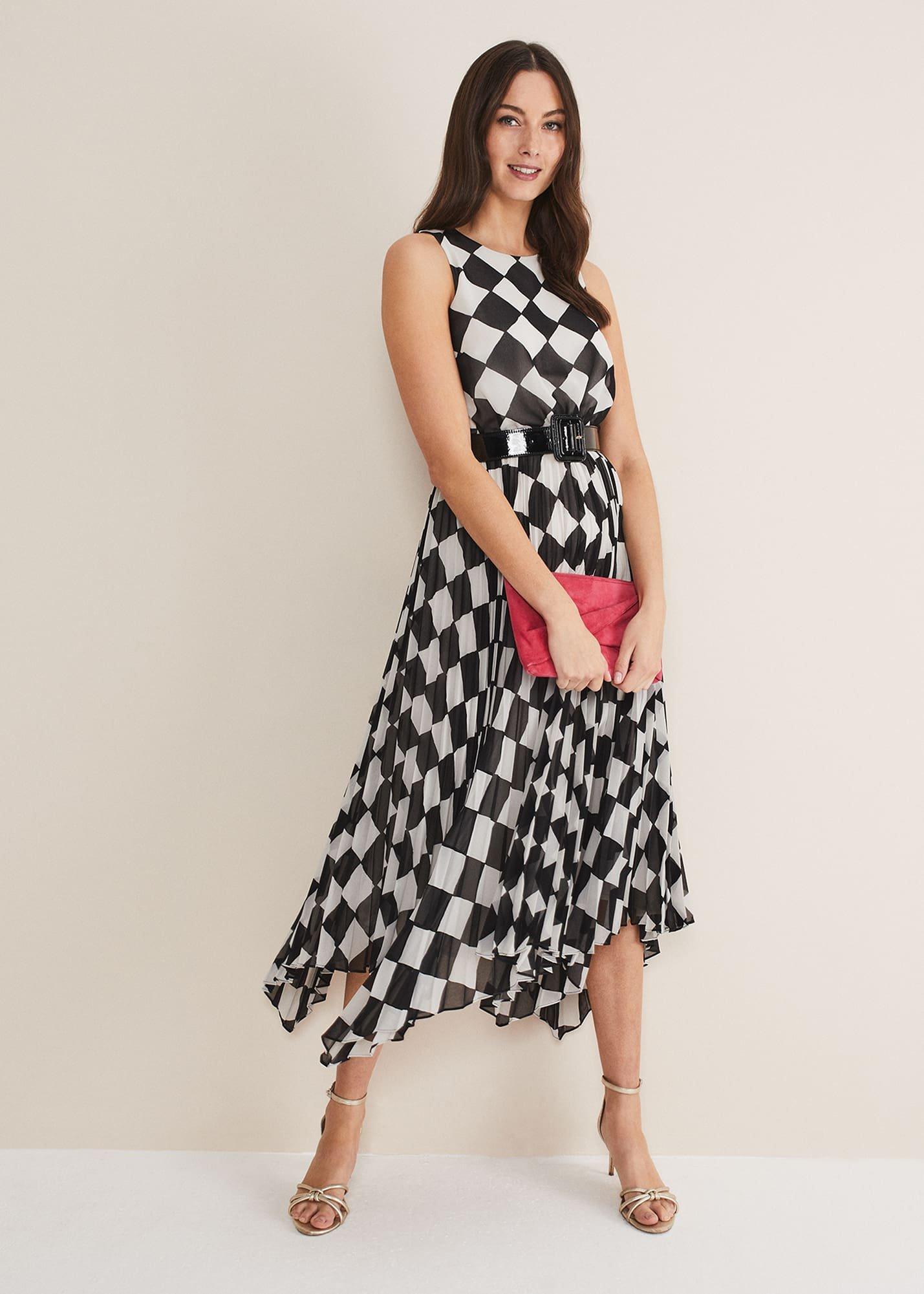laurel-check-midi-pleat-dress
