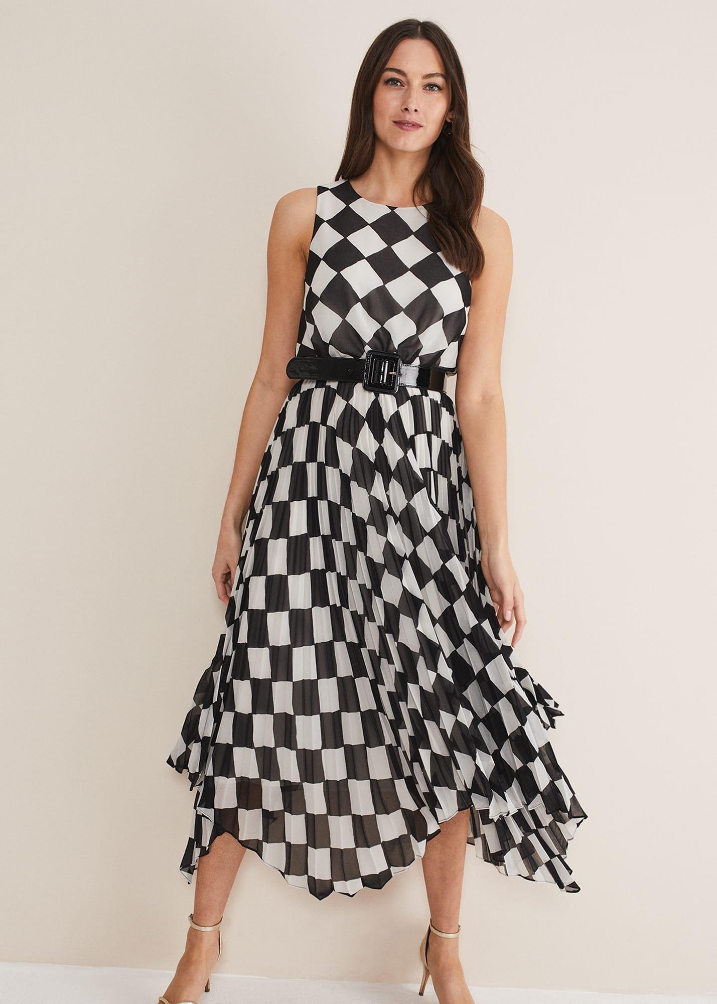 laurel-check-midi-pleat-dress