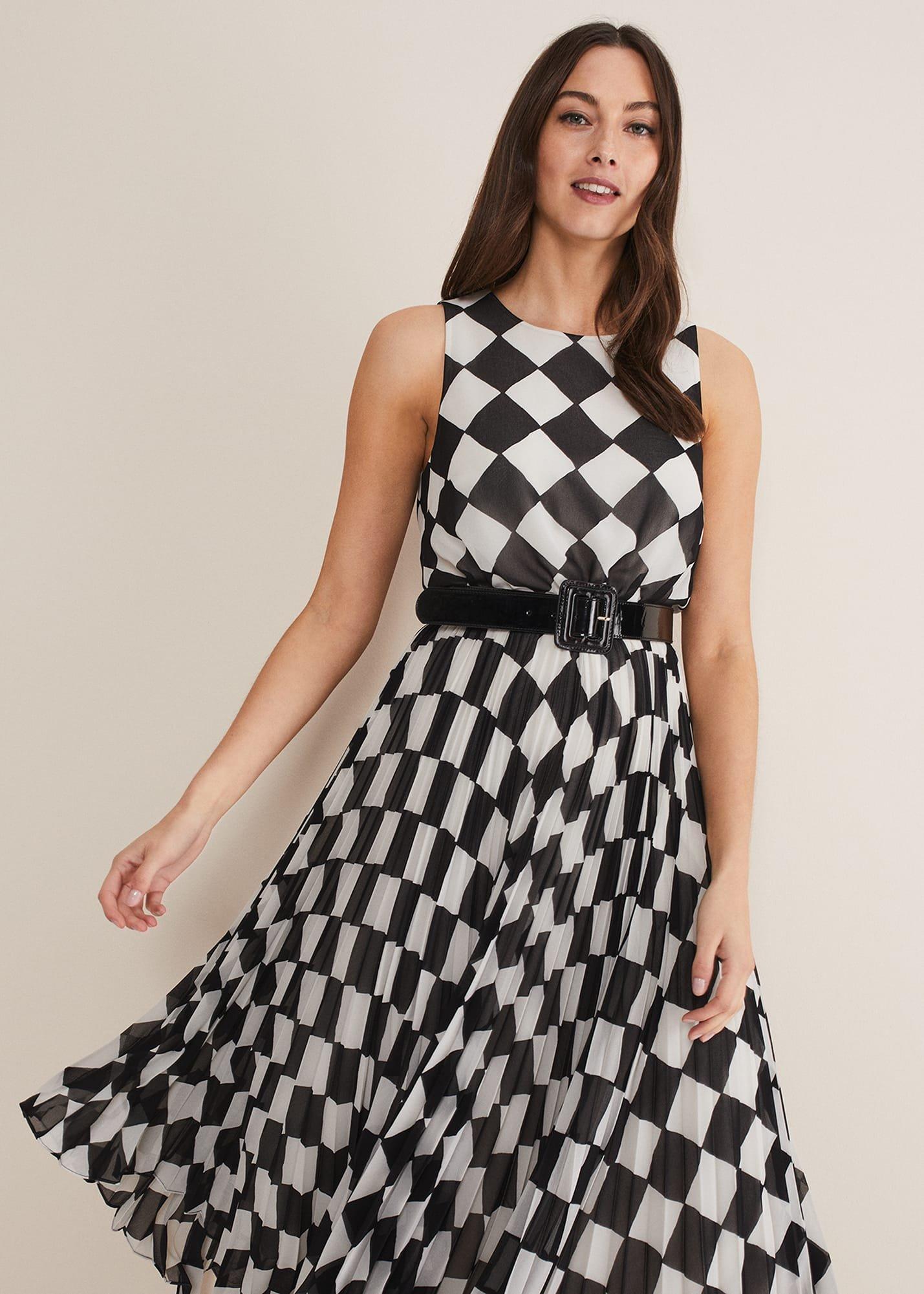 laurel-check-midi-pleat-dress