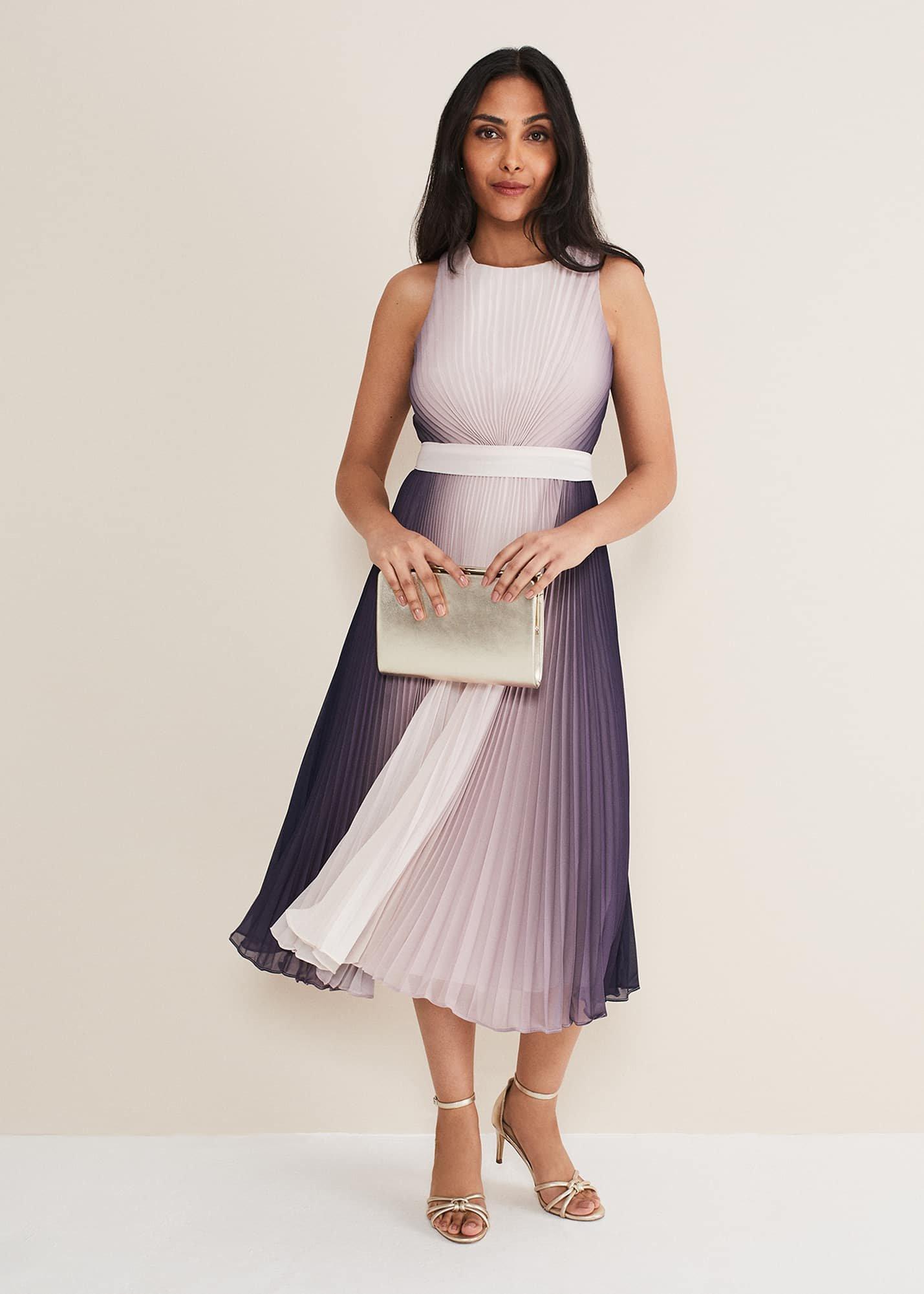 Petite Simara Midikleid mit Zierfalten und Farbverlauf