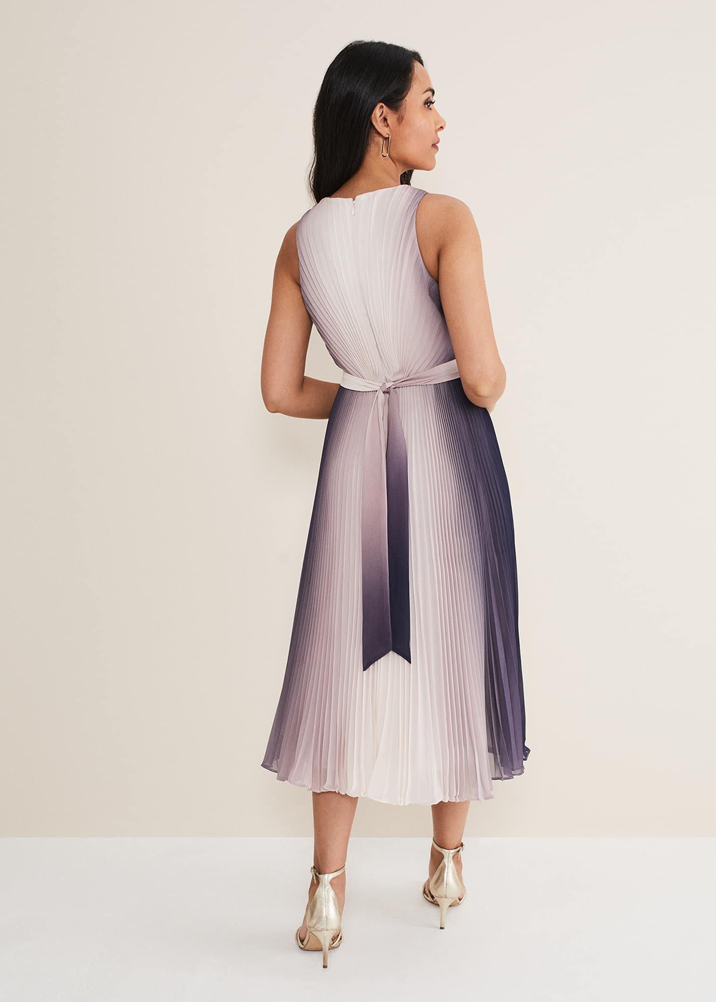Petite Simara Midikleid mit Zierfalten und Farbverlauf