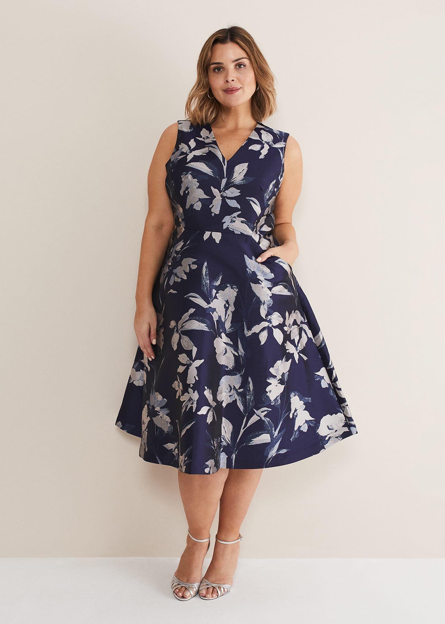 Cassy Jaquard Floral Midi Dress