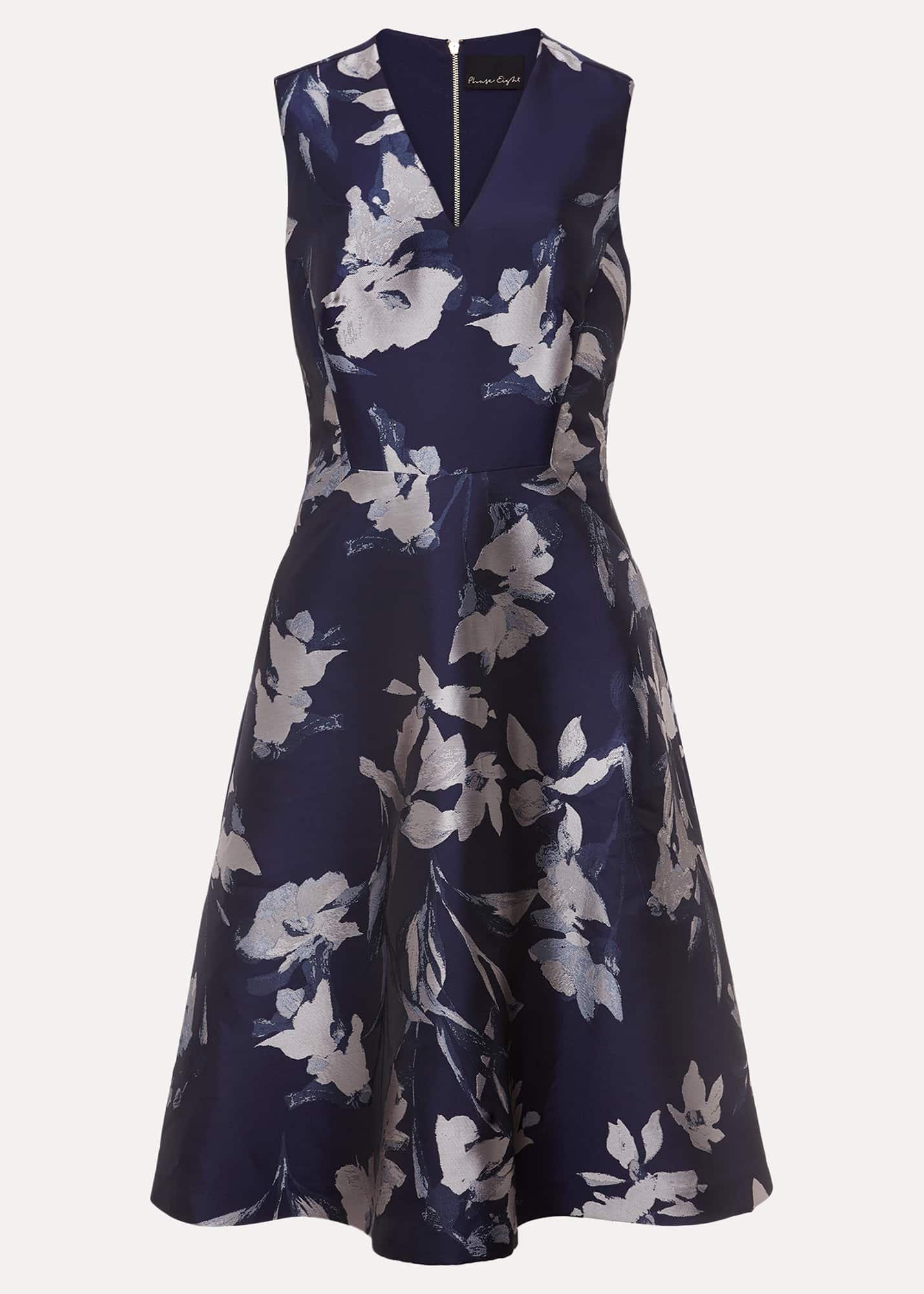 Cassy Jaquard Floral Midi Dress