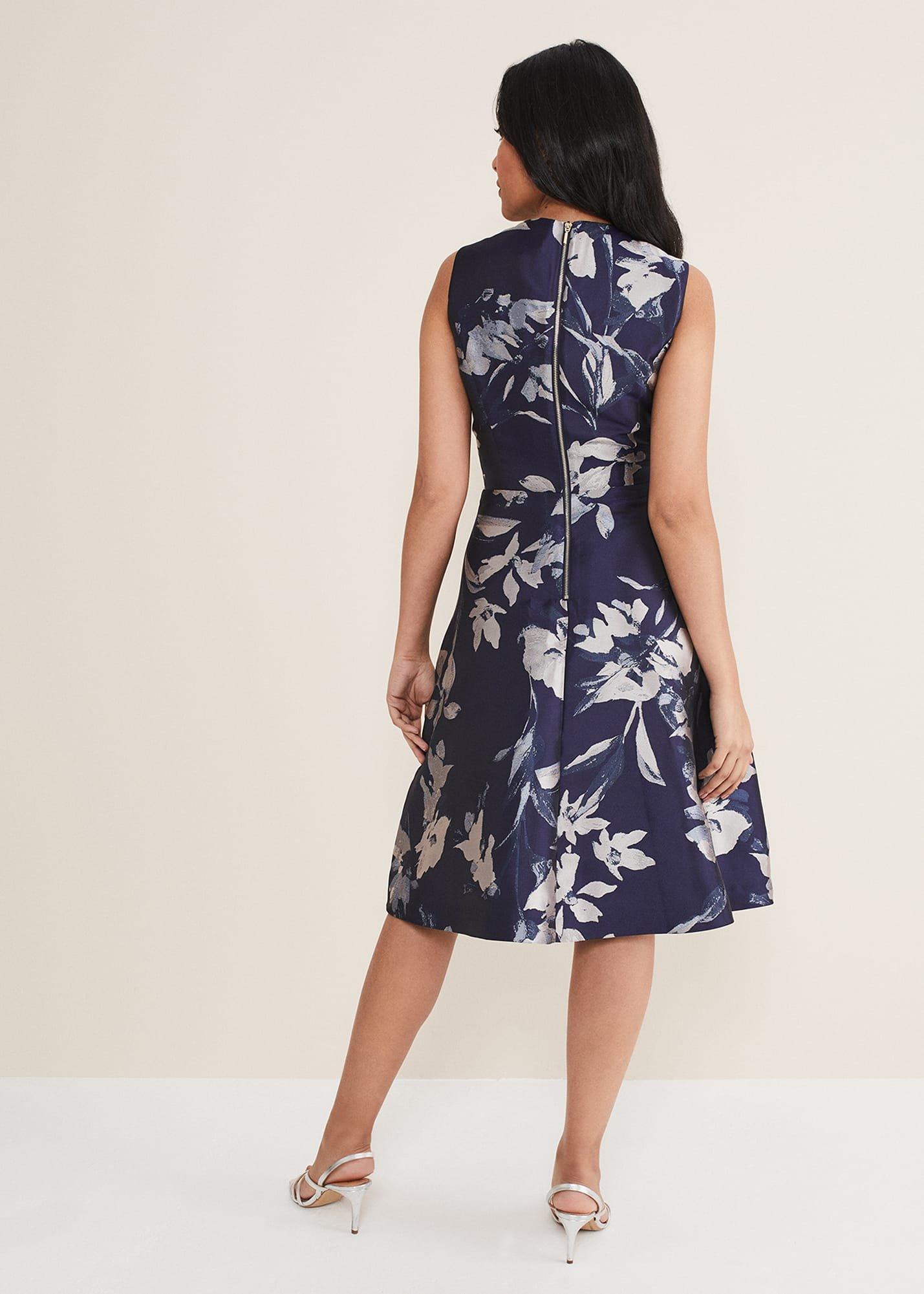 Petite Cassy Jaquard Floral Midi Dress