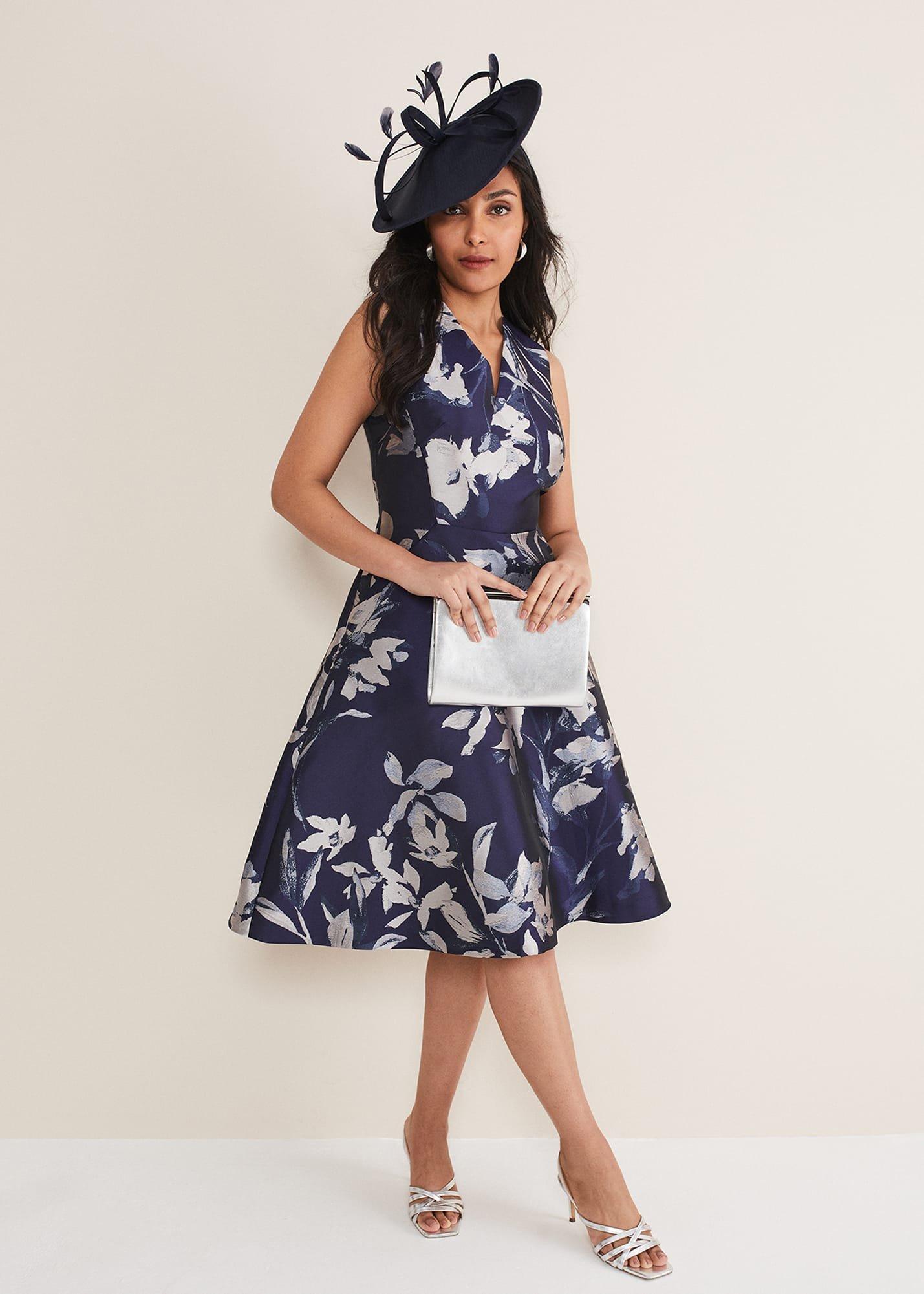 Petite Cassy Jaquard Floral Midi Dress