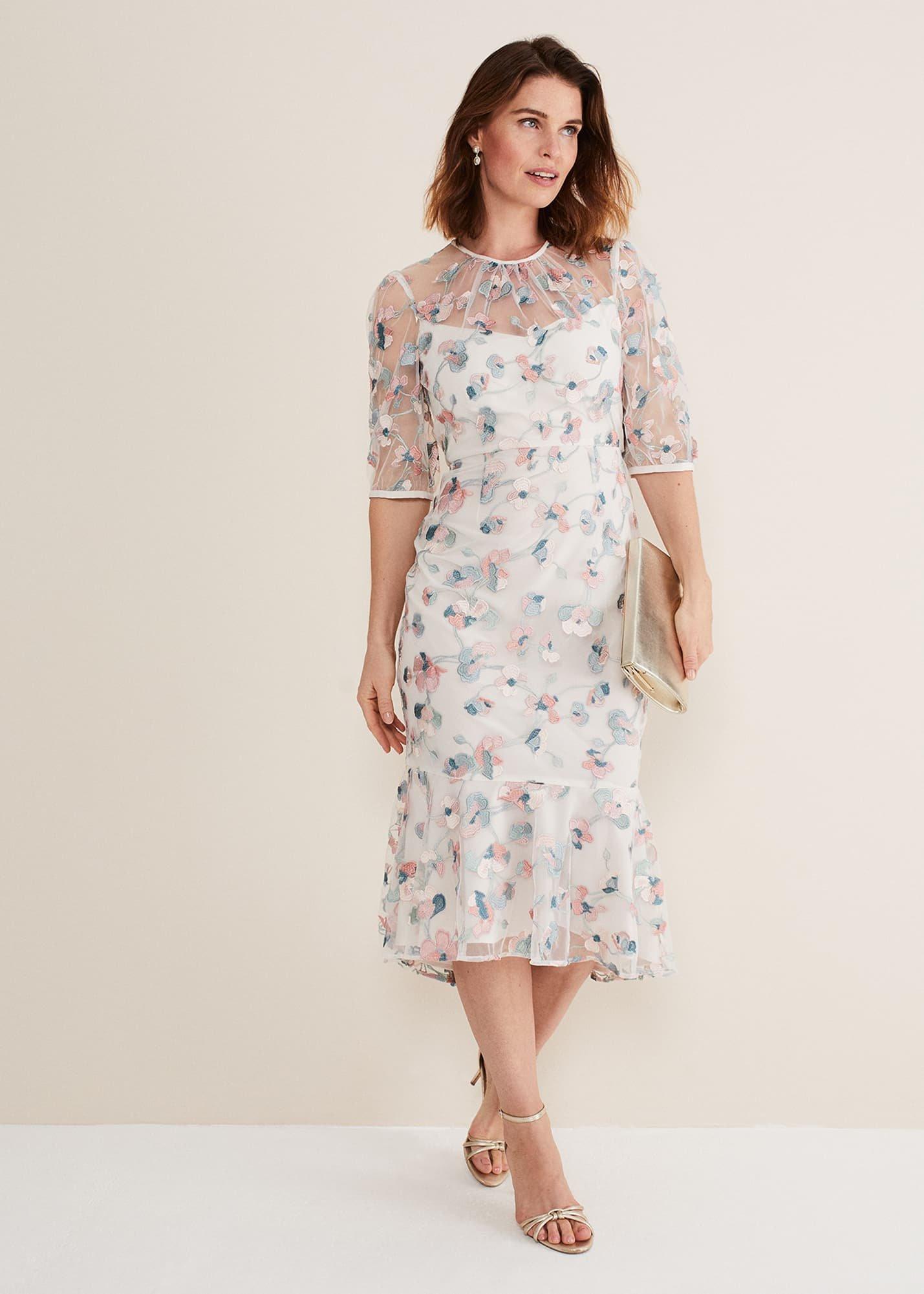 Maia Floral Embroidered Midi Dress