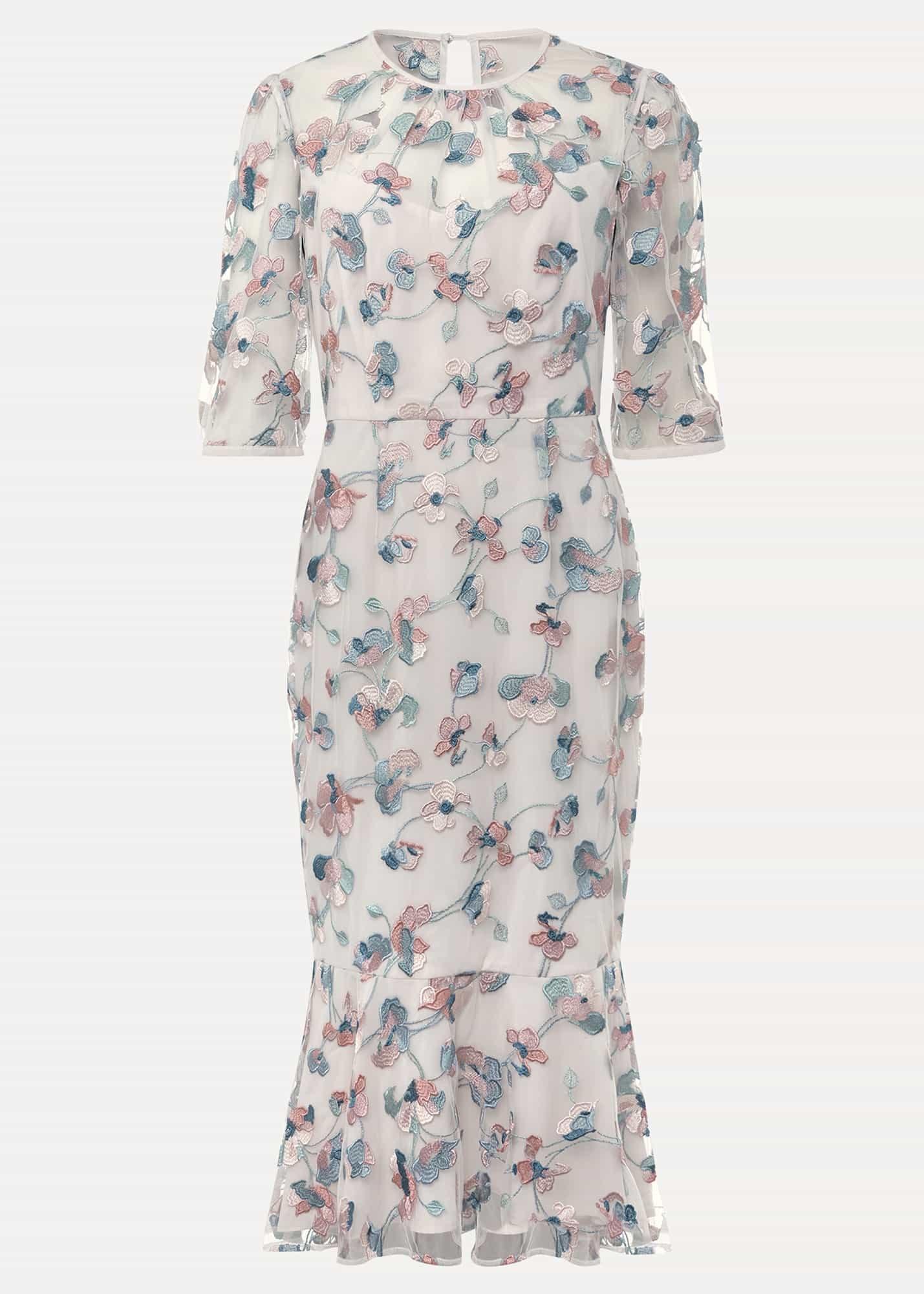 Maia Floral Embroidered Midi Dress