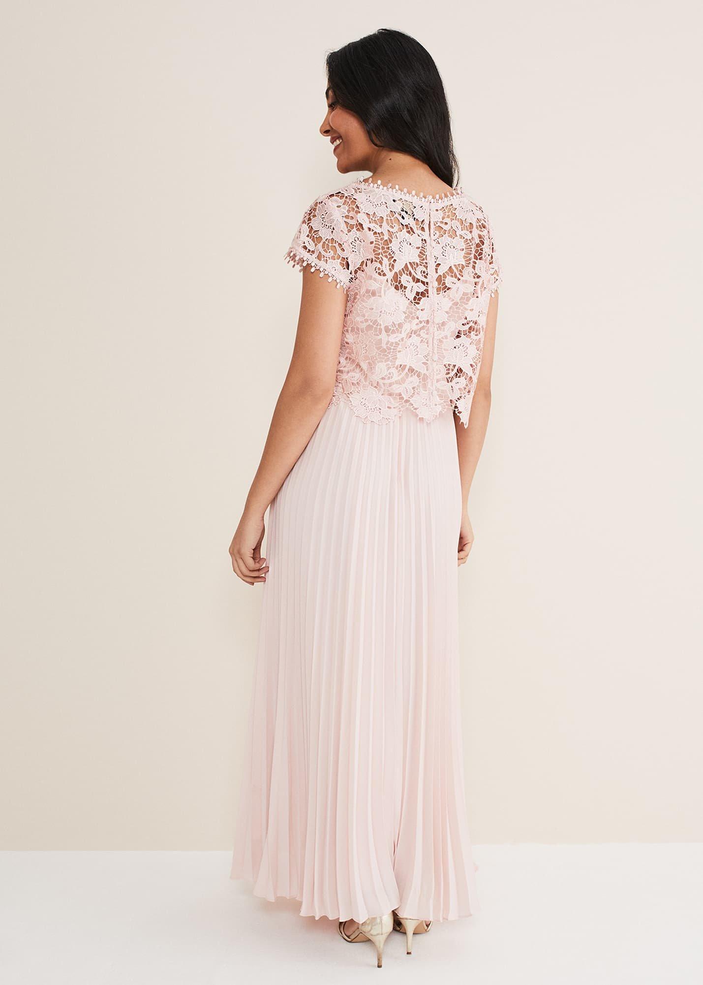 Petite Michelle Lace Pleated Maxi Dress