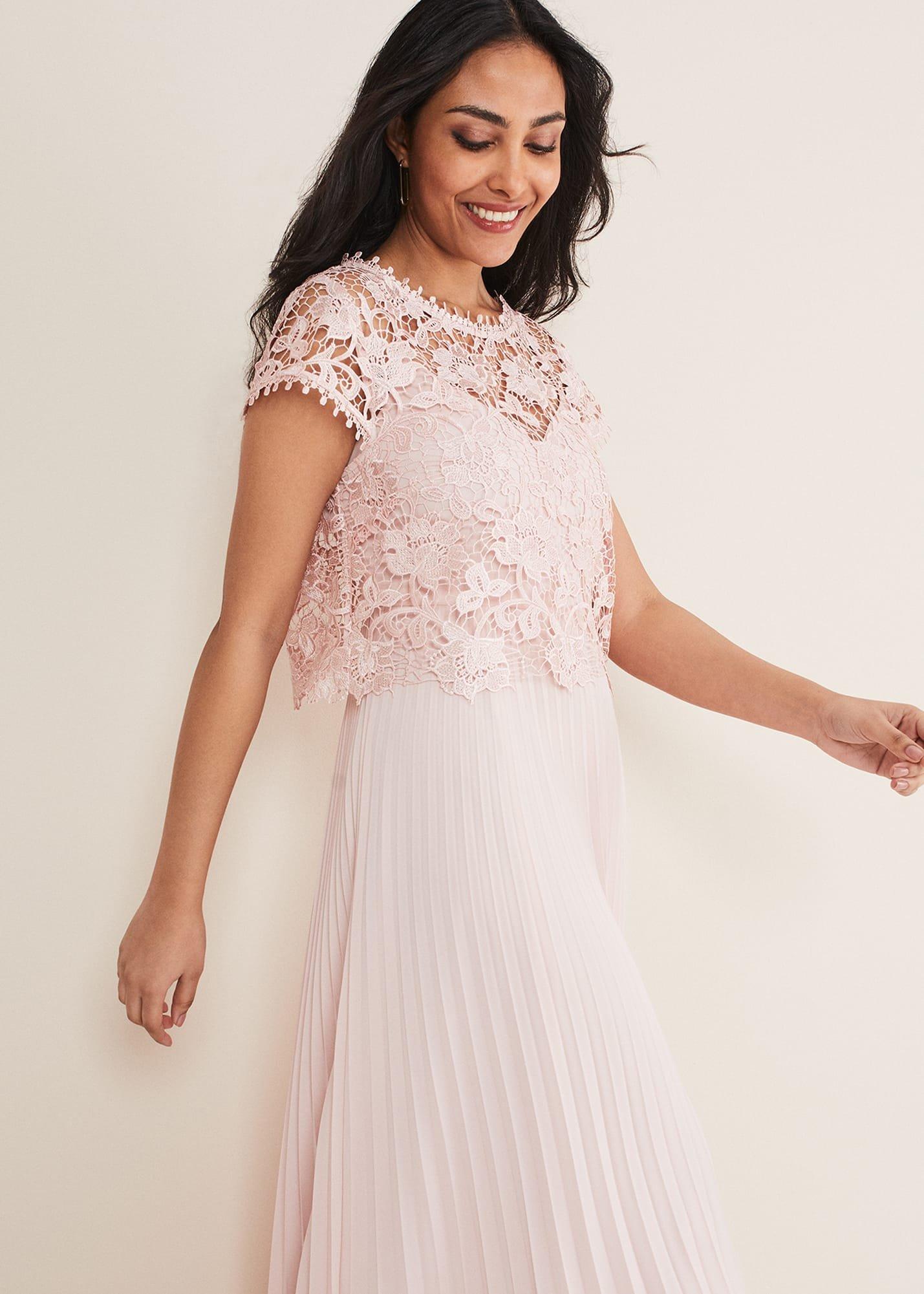 Petite Michelle Lace Pleated Maxi Dress