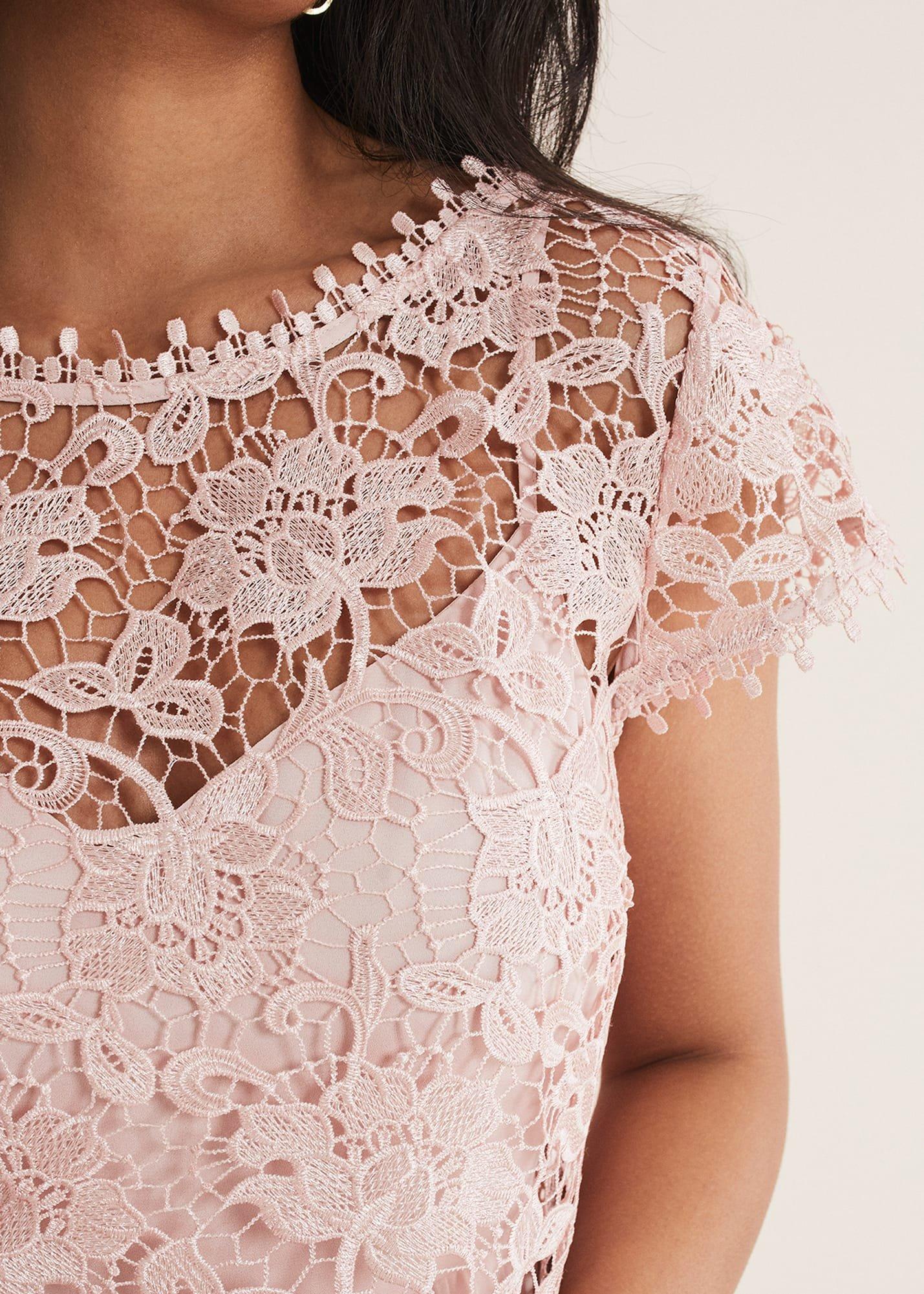 Petite Michelle Lace Pleated Maxi Dress