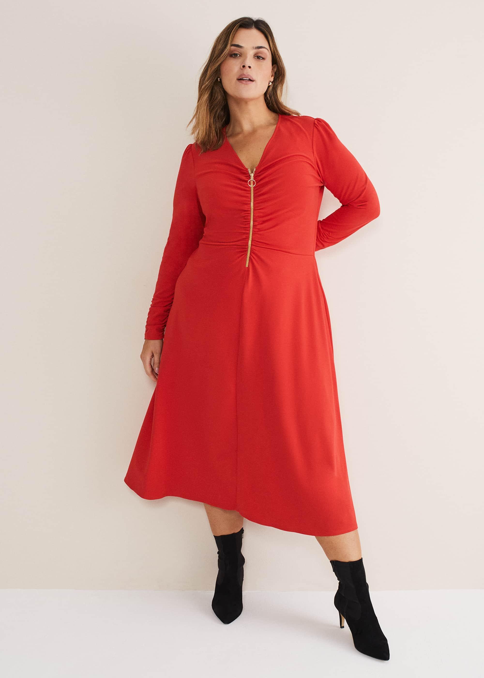 Irisa Zip Ruched Midi Dress