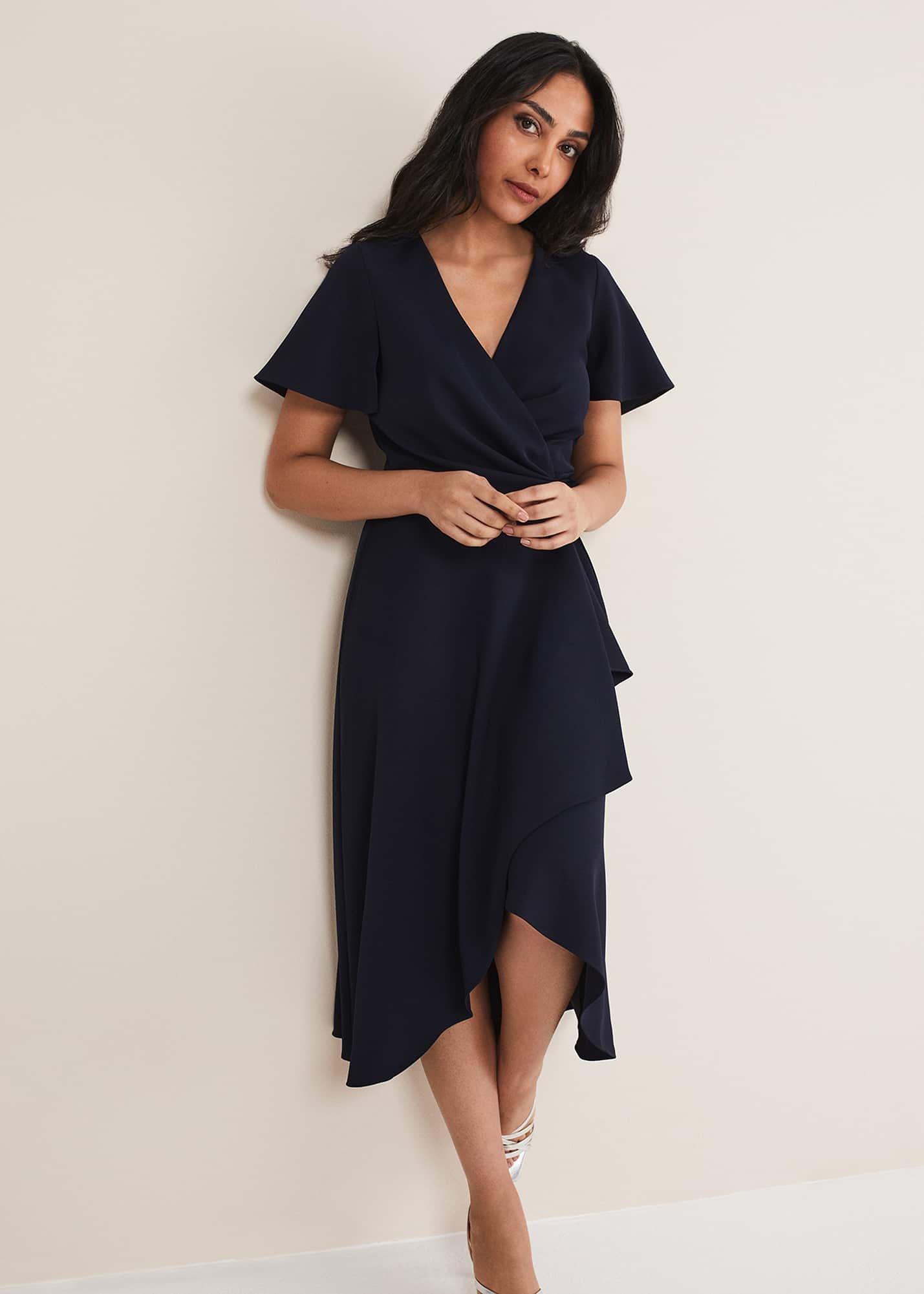 Petite Julissa Ruffle Wrap Midi Dress