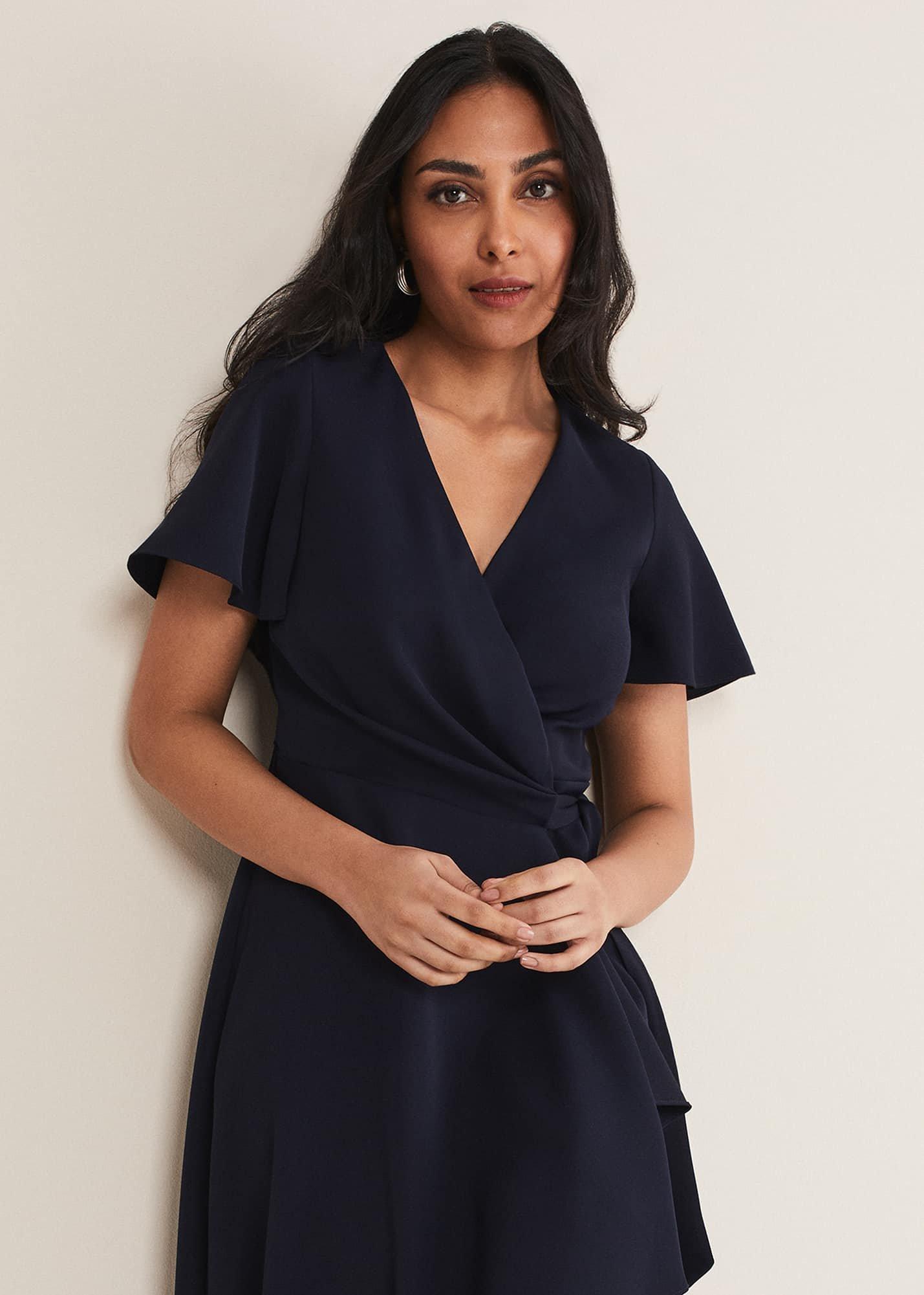 Petite Julissa Ruffle Wrap Midi Dress