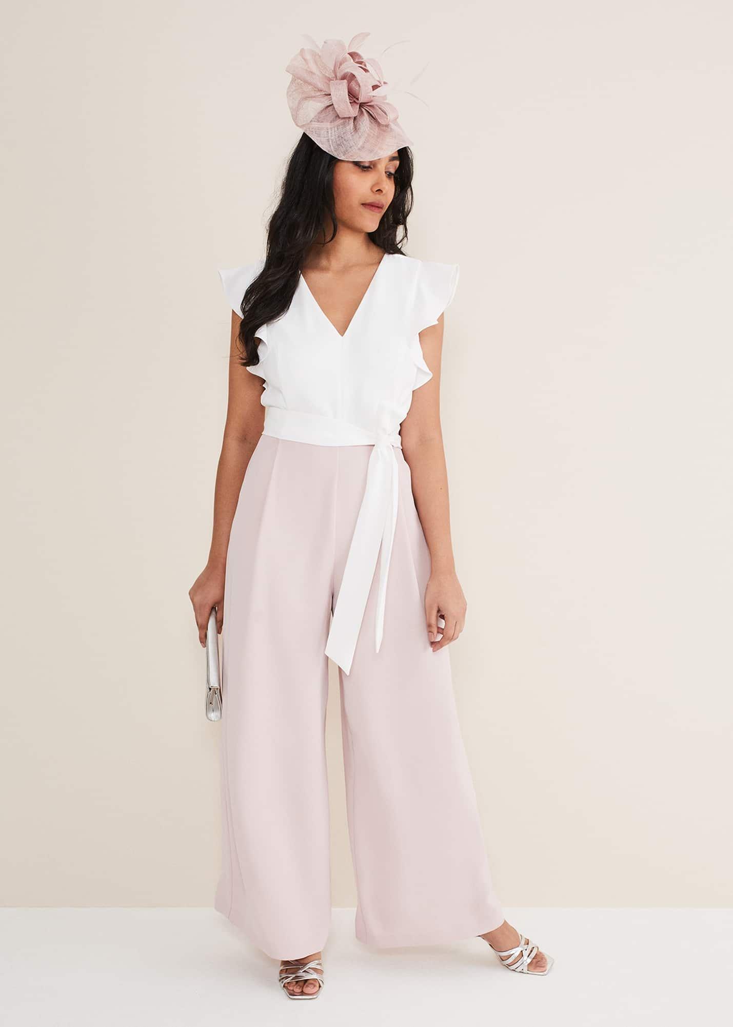 Petite Kallie V Neck Frill Jumpsuit