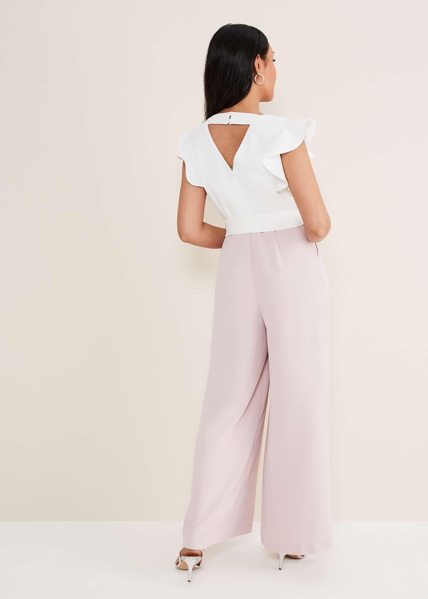 Petite Kallie V Neck Frill Jumpsuit