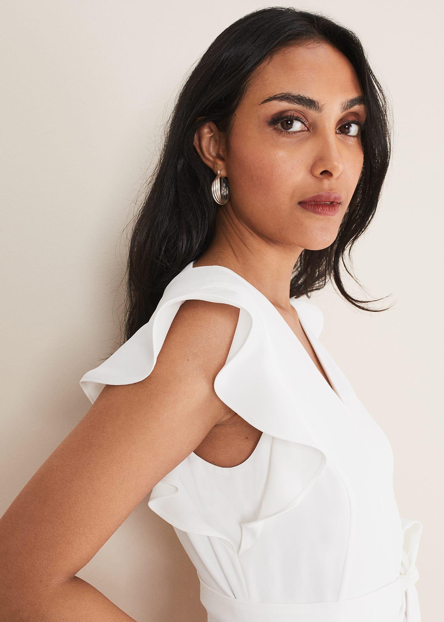 Petite Kallie V Neck Frill Jumpsuit