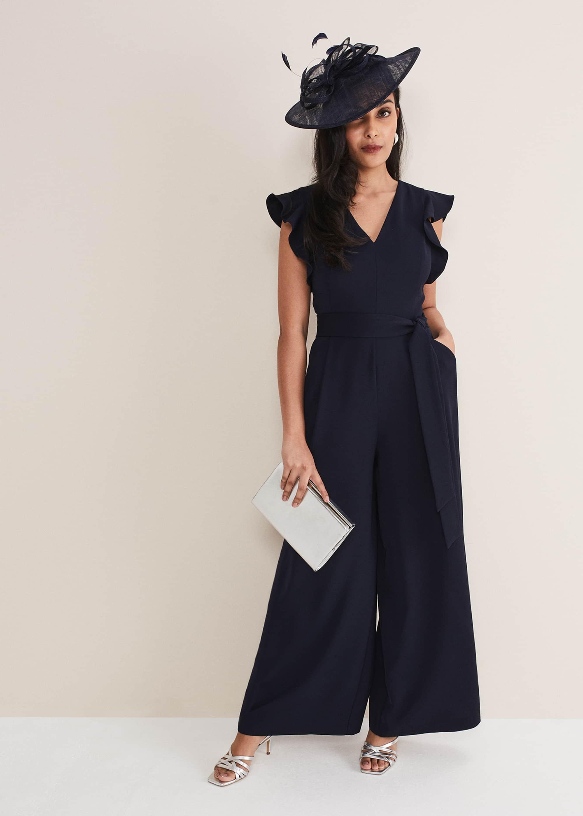 Petite Kallie V Neck Frill Jumpsuit